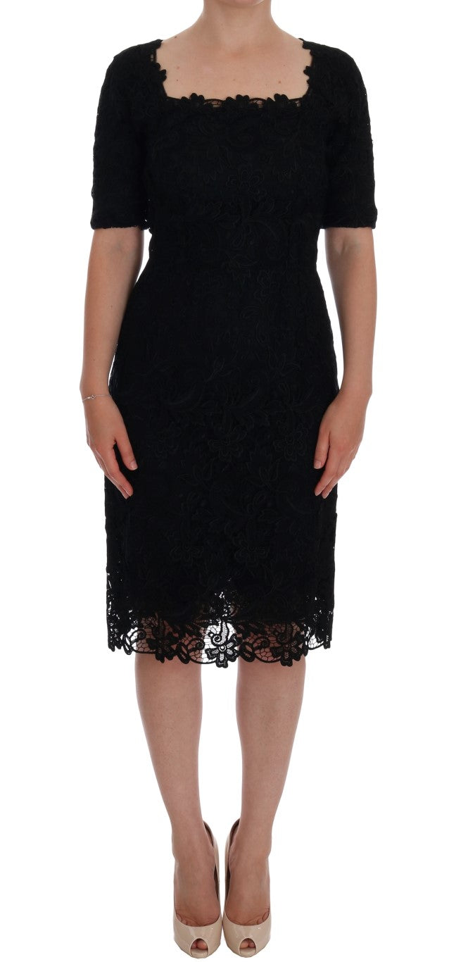 Dolce & Gabbana Black Floral Ricamo Sheath Dress | Regal Royce