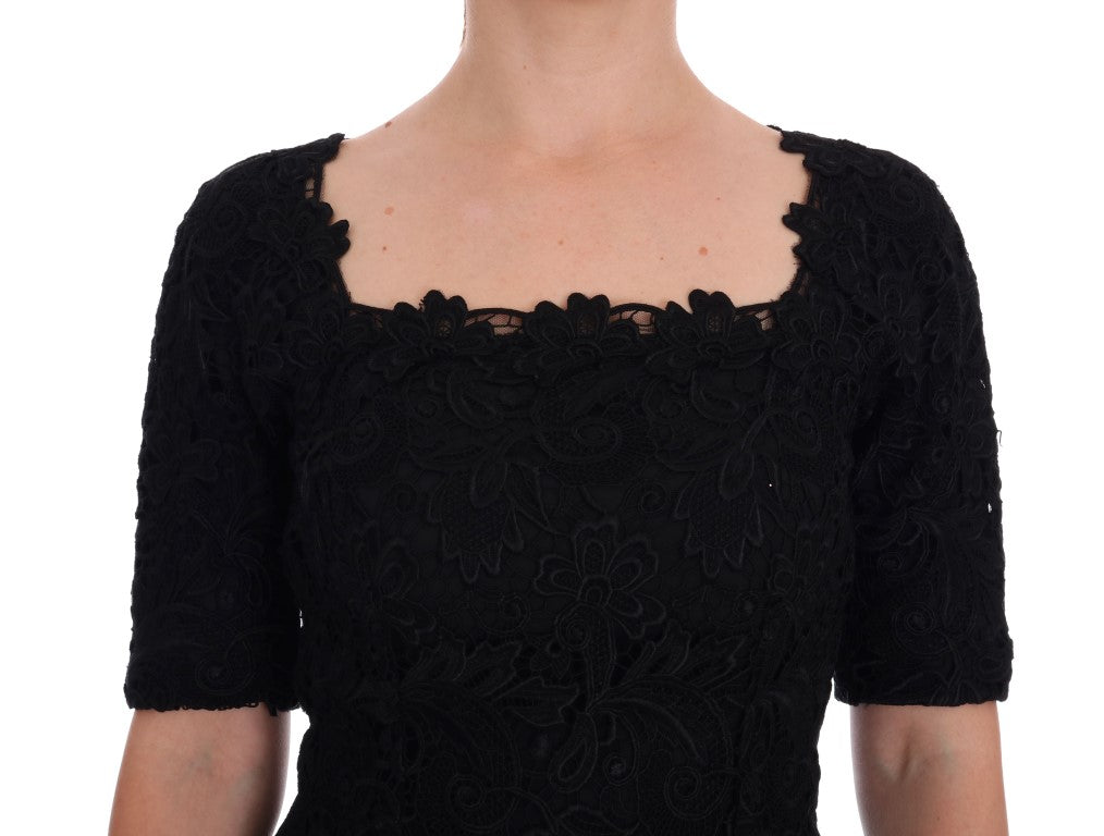 Dolce & Gabbana Black Floral Ricamo Sheath Dress | Regal Royce