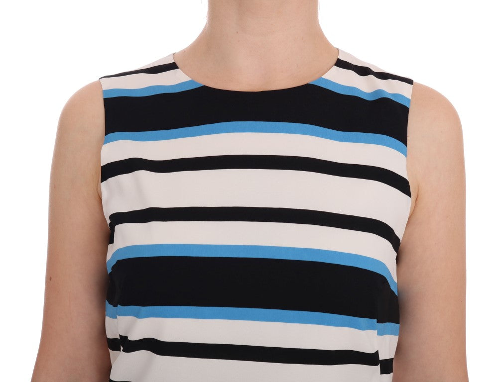 Dolce & Gabbana Blue White Striped Silk Stretch Shift Dress | Regal Royce