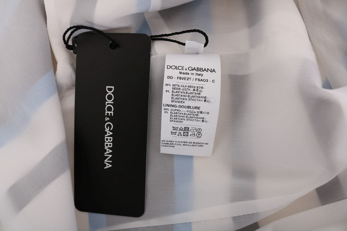 Dolce & Gabbana Blue White Striped Silk Stretch Shift Dress | Regal Royce