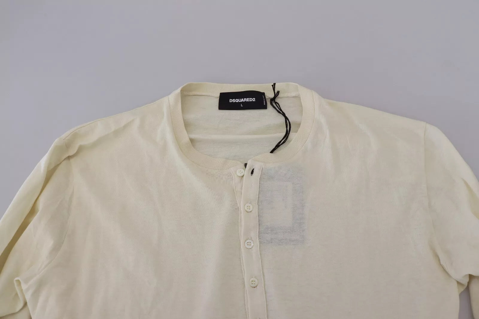 Dsquared² Beige Cotton Linen Long Sleeves Pullover Sweater | Regal Royce