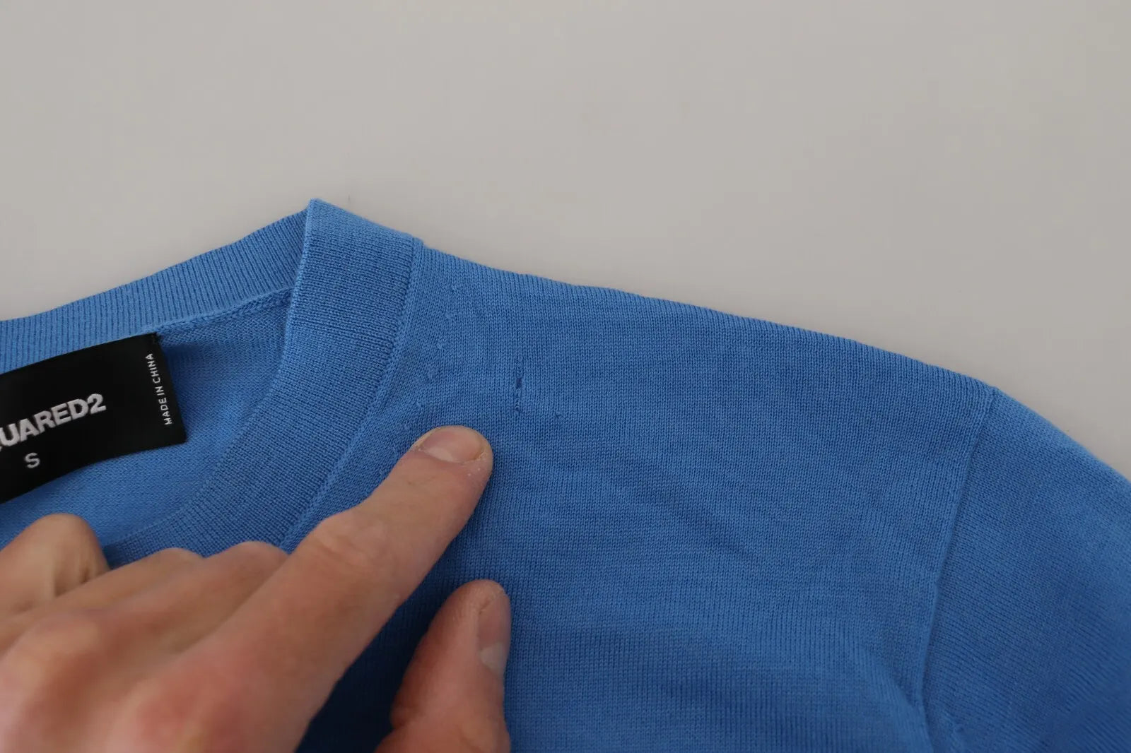 Dsquared² Blue Wool Long Sleeves Crewneck Pullover Sweater | Regal Royce