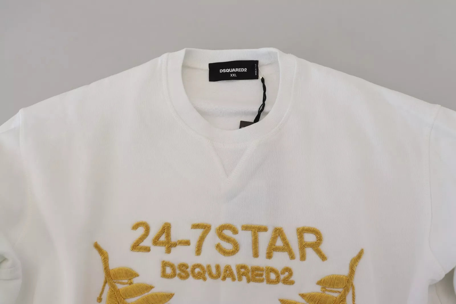 Dsquared² White Embroidered Crewneck Sweatshirt Sweater | Regal Royce