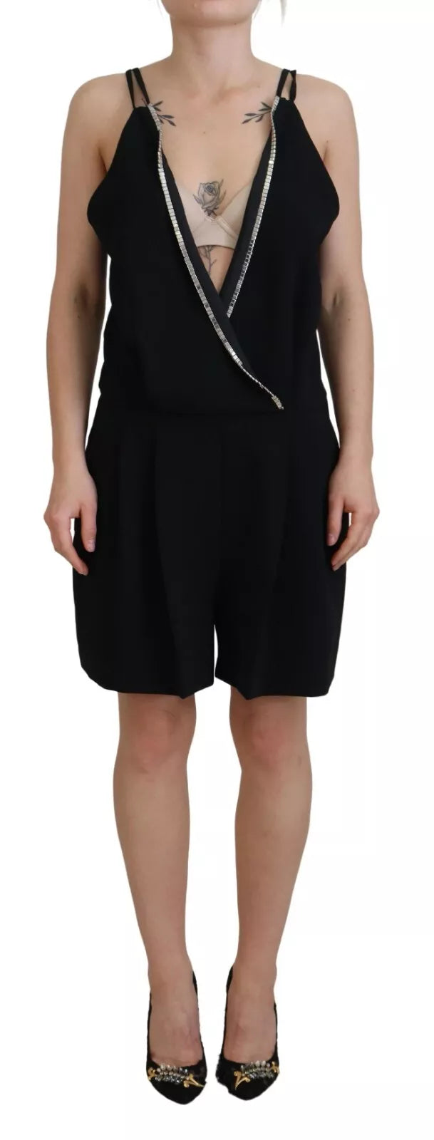 Dsquared² Black Embellished Sleeveless V-neck Jumpsuit Dress | Regal Royce