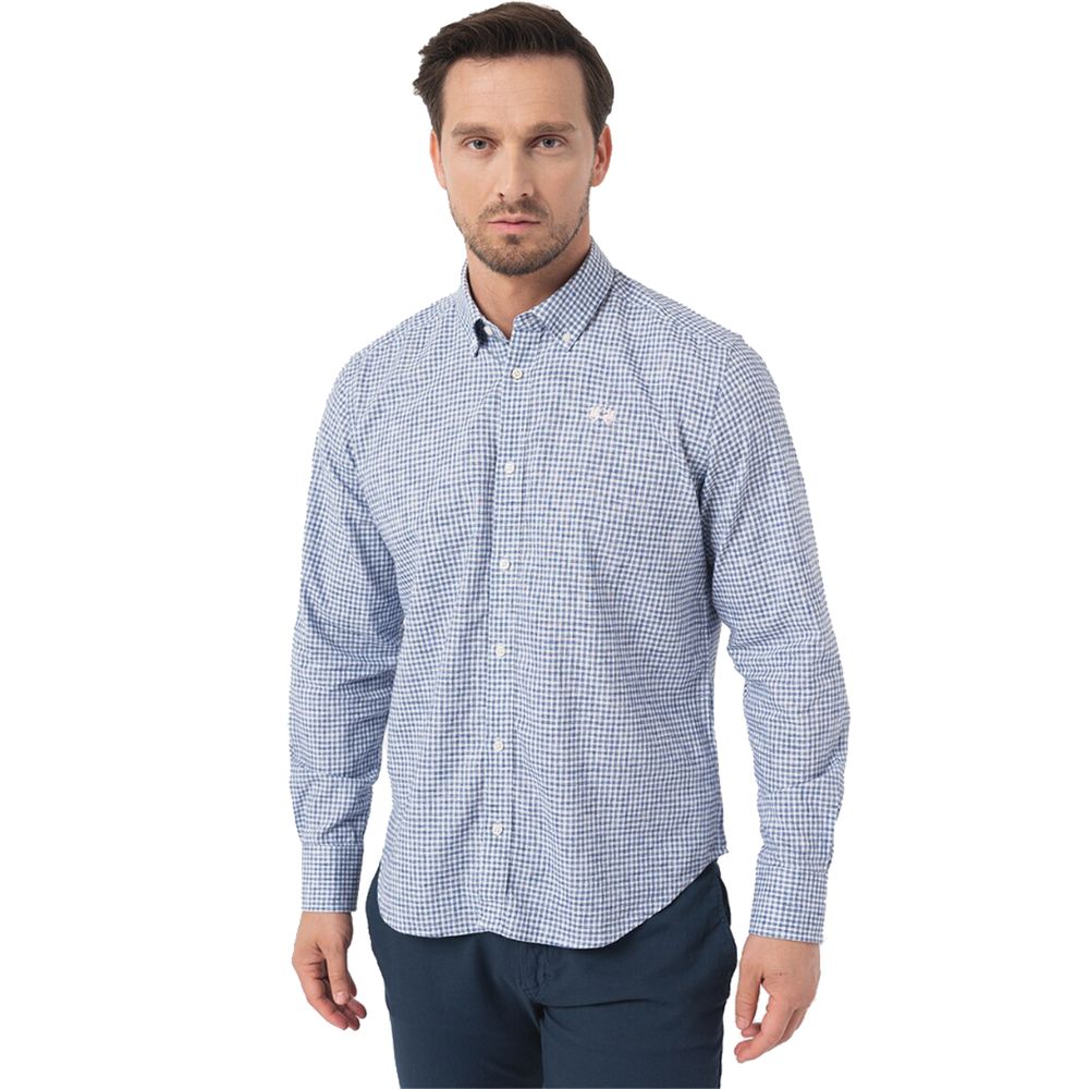 La Martina Blue Cotton Shirt