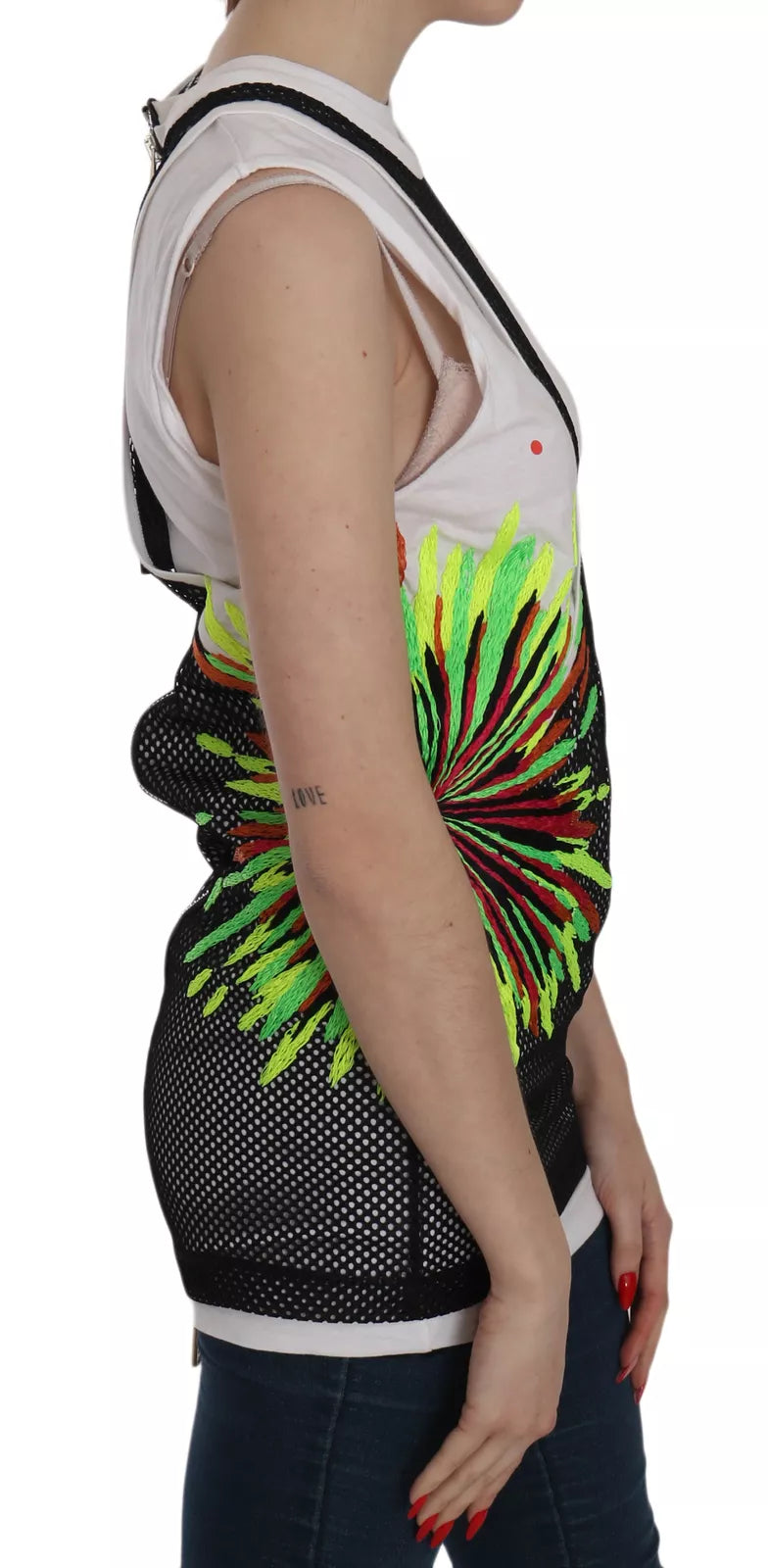 Dsquared² Black White Crew Neck Sleeveless Cotton Blouse | Regal Royce