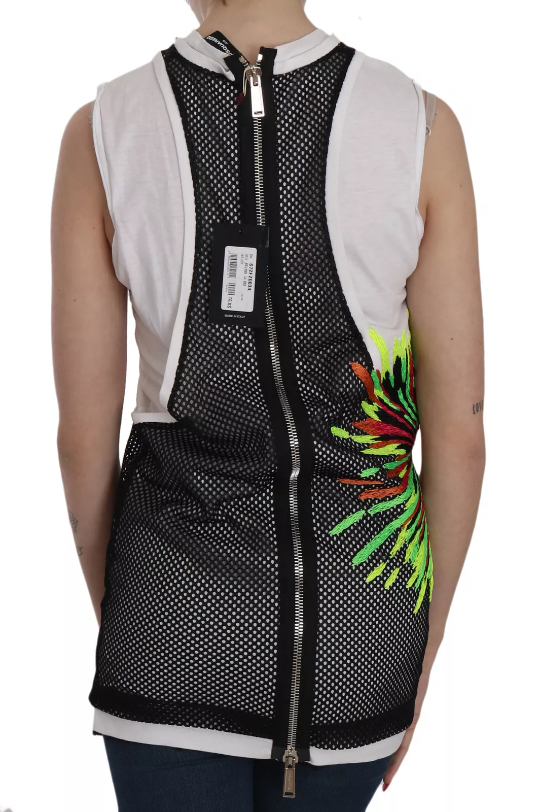 Dsquared² Black White Crew Neck Sleeveless Cotton Blouse | Regal Royce