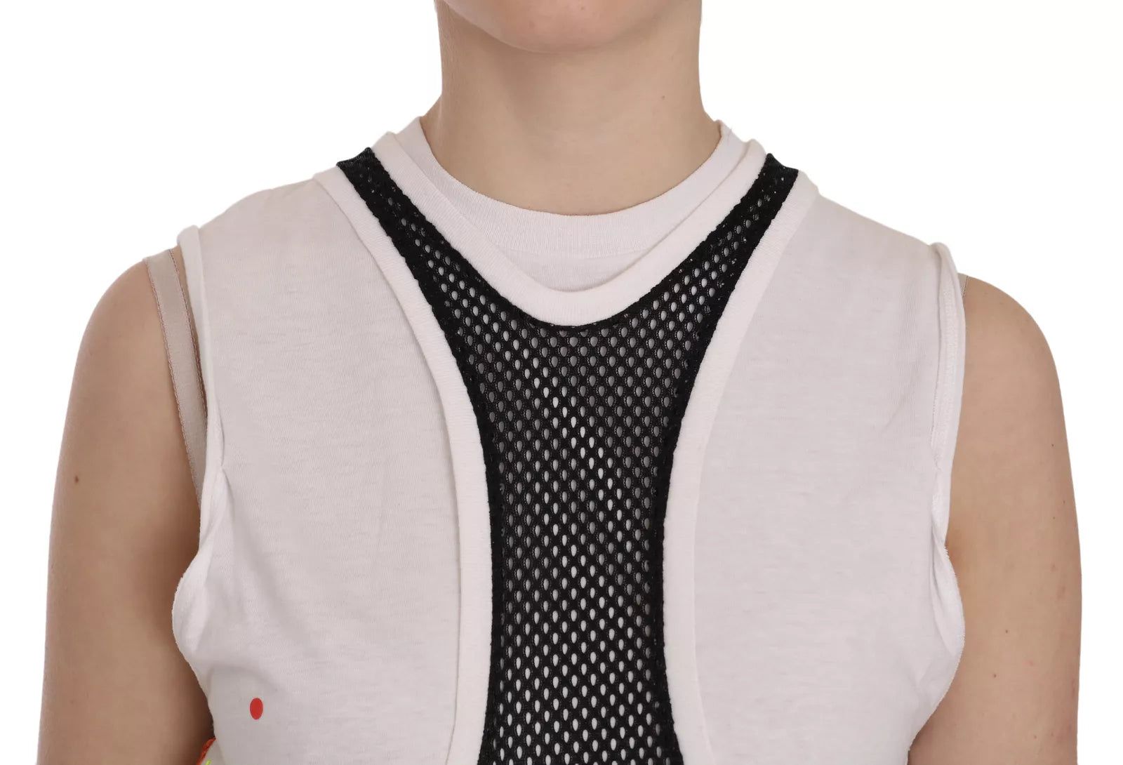 Dsquared² Black White Crew Neck Sleeveless Cotton Blouse | Regal Royce