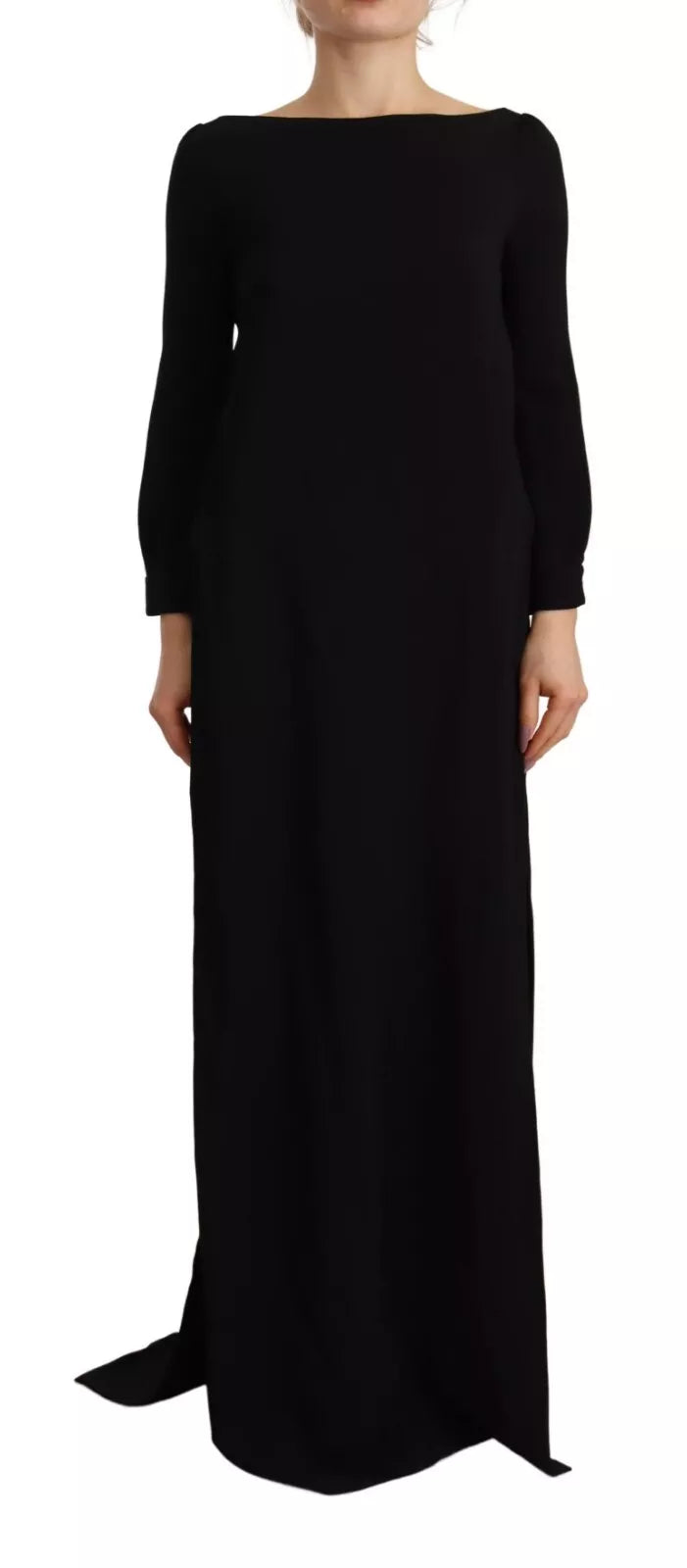 Dsquared² Black Long Sleeves Side Slit Floor Length Dress | Regal Royce