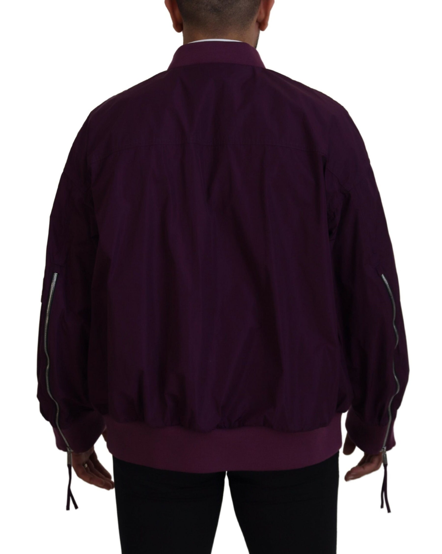 Dsquared² Purple Polyester Full Zipper Bomber Jacket | Regal Royce