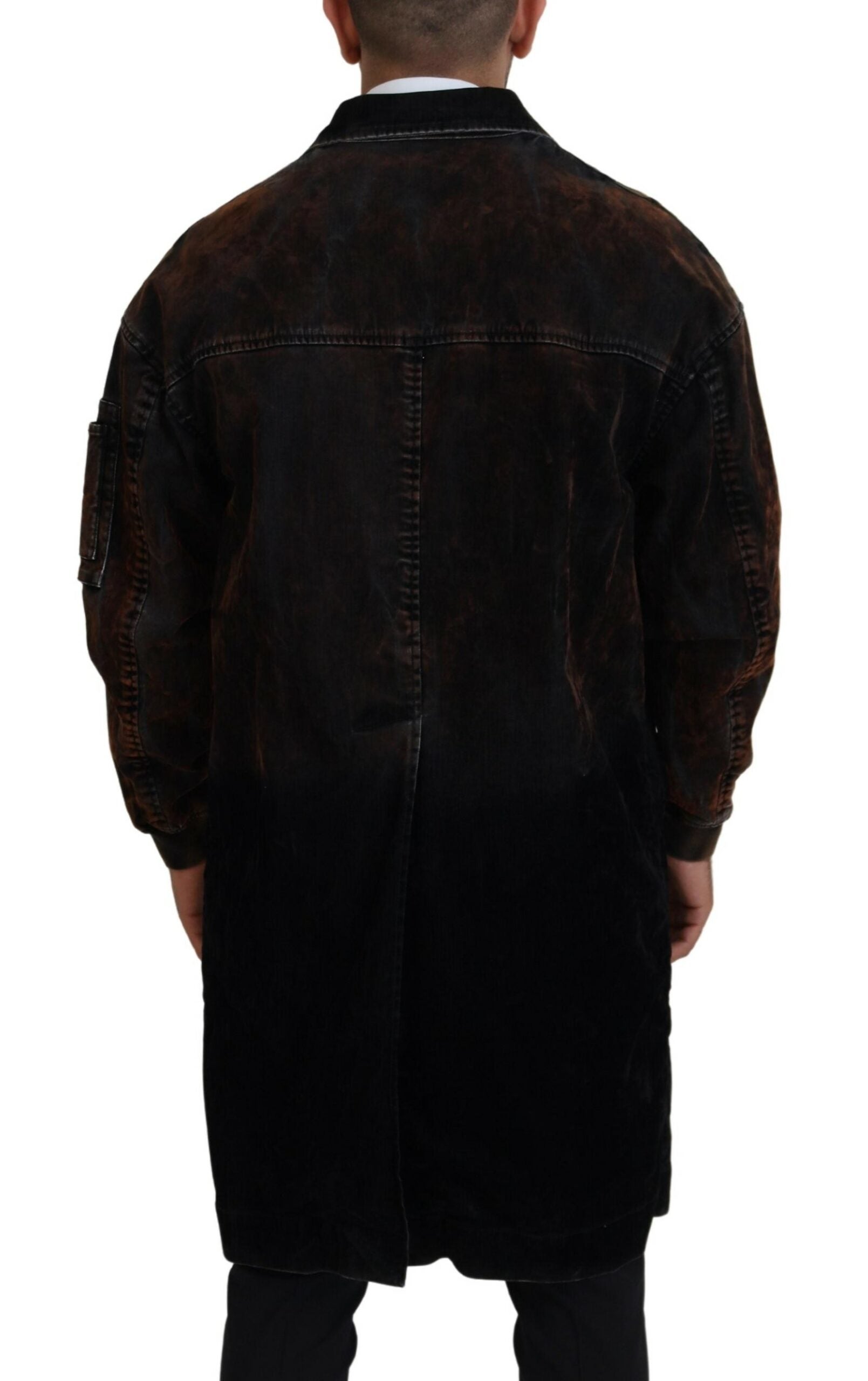 Dsquared² Brown Full Button Men Long Coat Cotton Jacket | Regal Royce