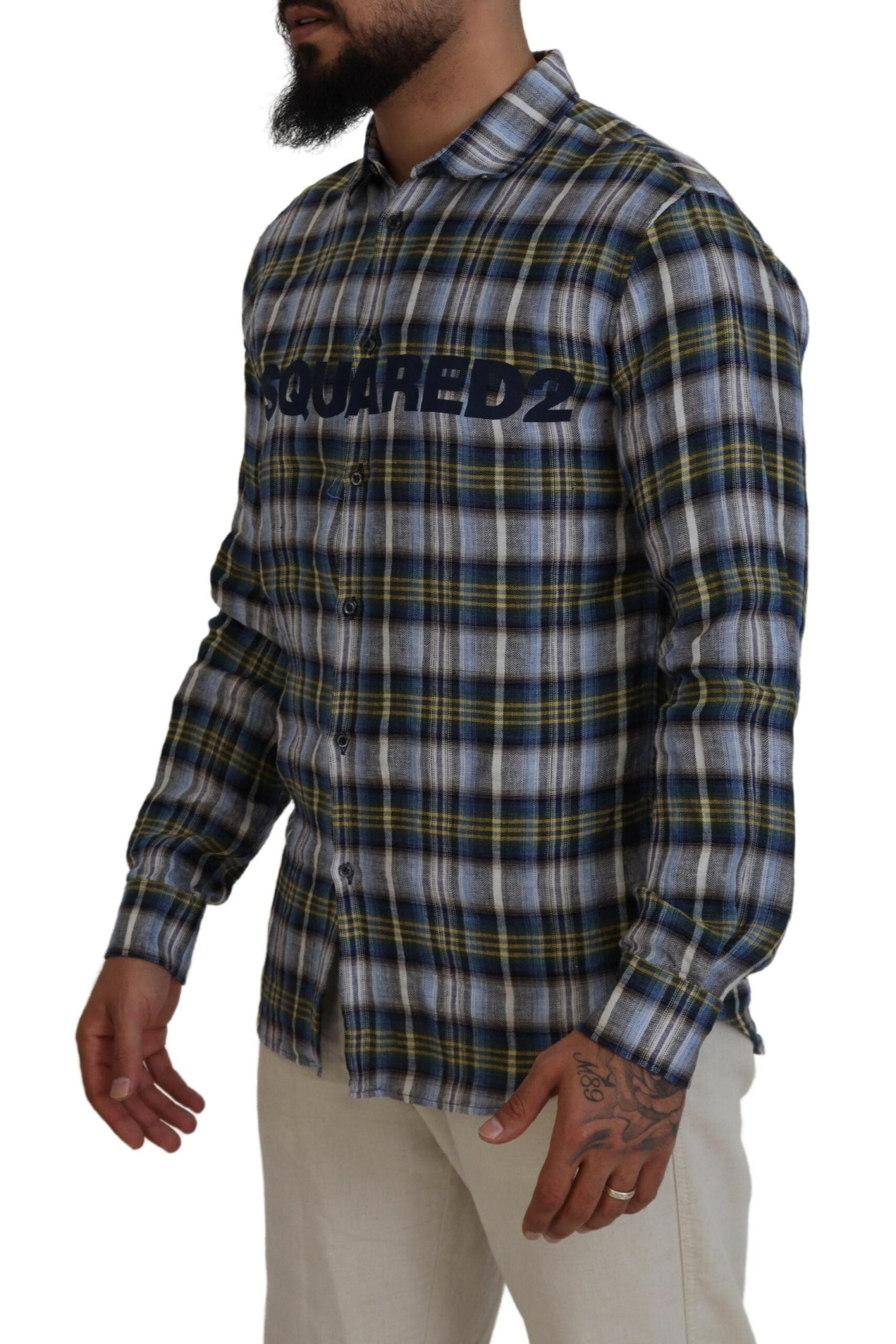 Dsquared² Multicolor Checkered Casual Men Long Sleeves Shirt | Regal Royce