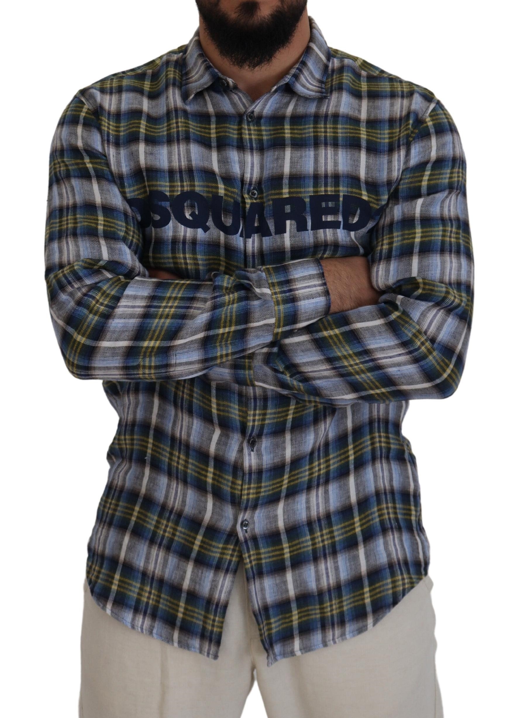 Dsquared² Multicolor Checkered Casual Men Long Sleeves Shirt | Regal Royce