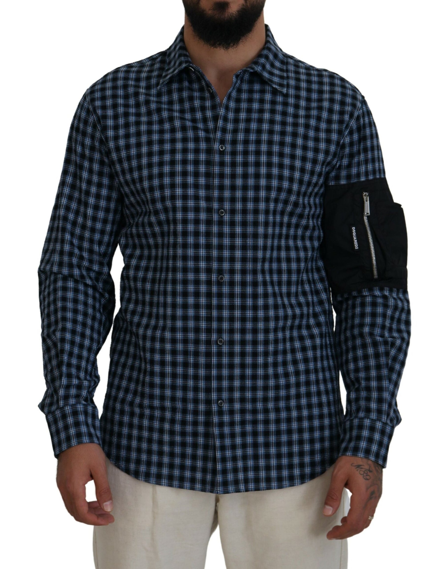 Dsquared² Multicolor Black Arm Plaid Men Long Sleeves Shirt | Regal Royce