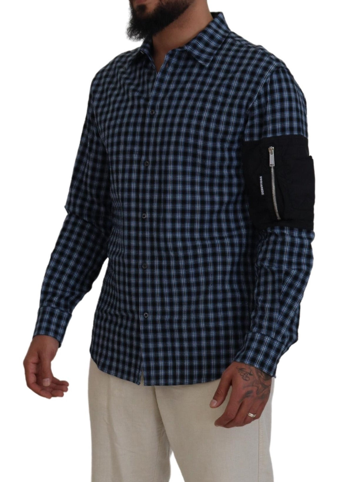 Dsquared² Multicolor Black Arm Plaid Men Long Sleeves Shirt | Regal Royce