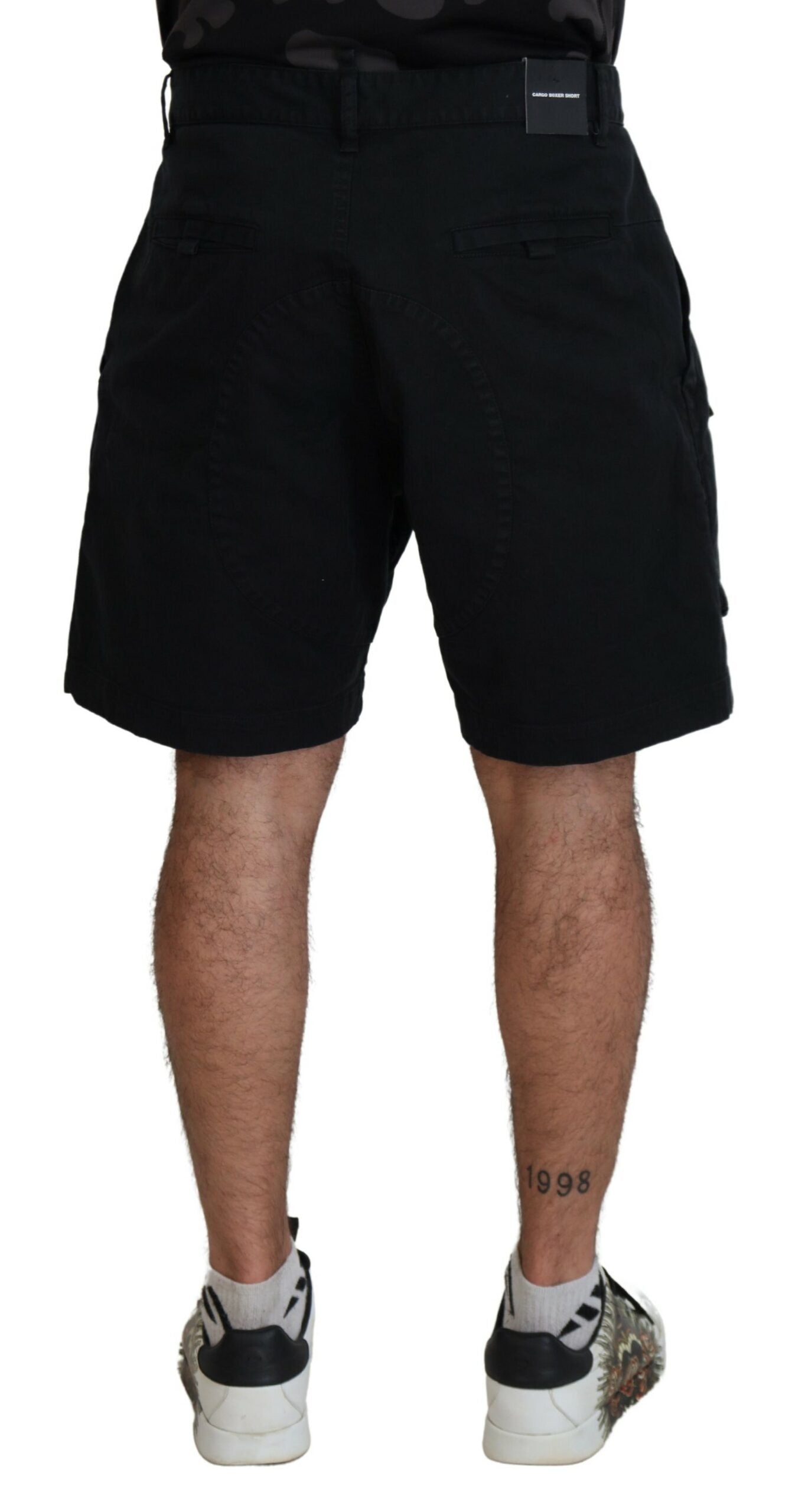 Dsquared² Black Cotton Cargo Boxer Above Knee Shorts | Regal Royce