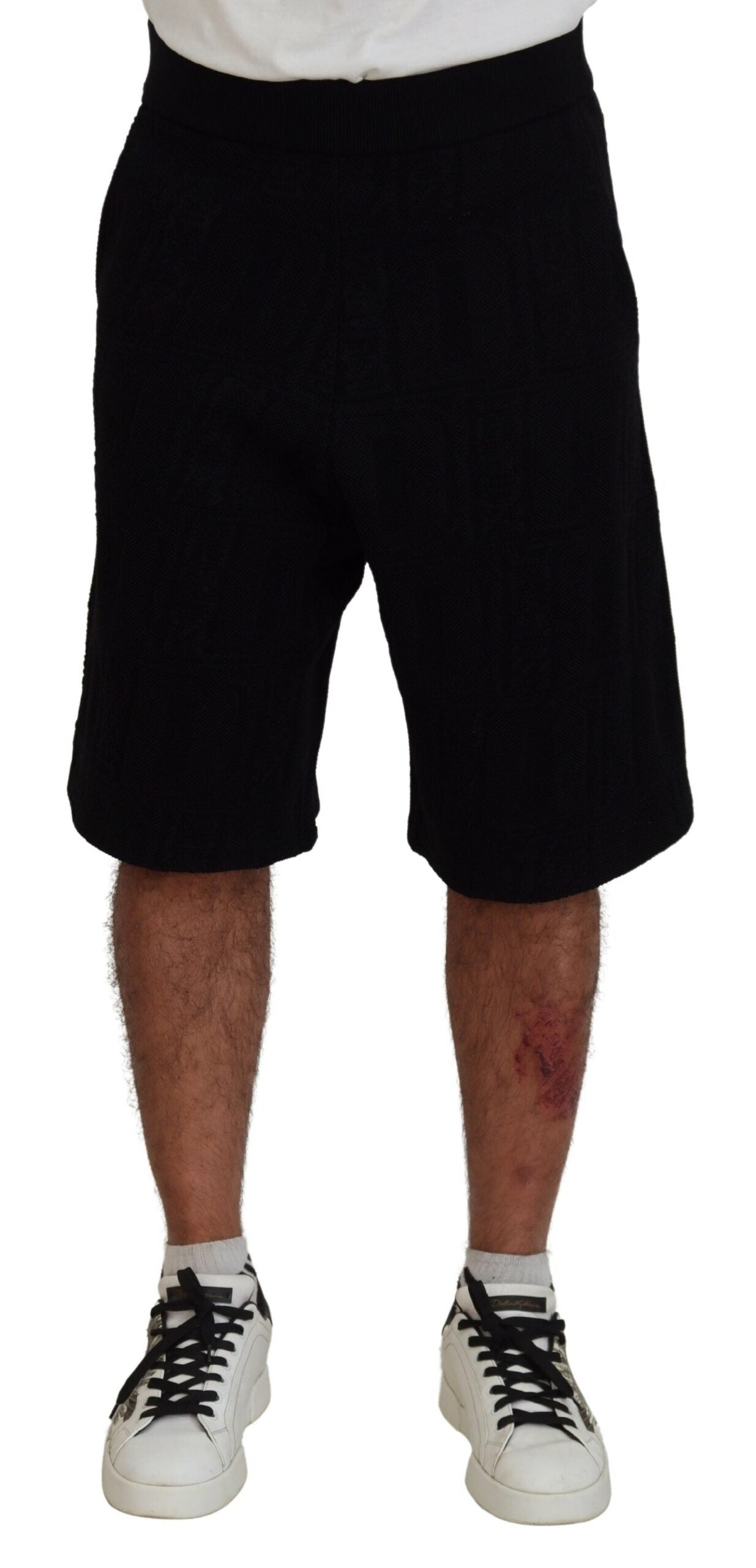 Dsquared² Black Solid Pull On Men Casual Bermuda Shorts | Regal Royce
