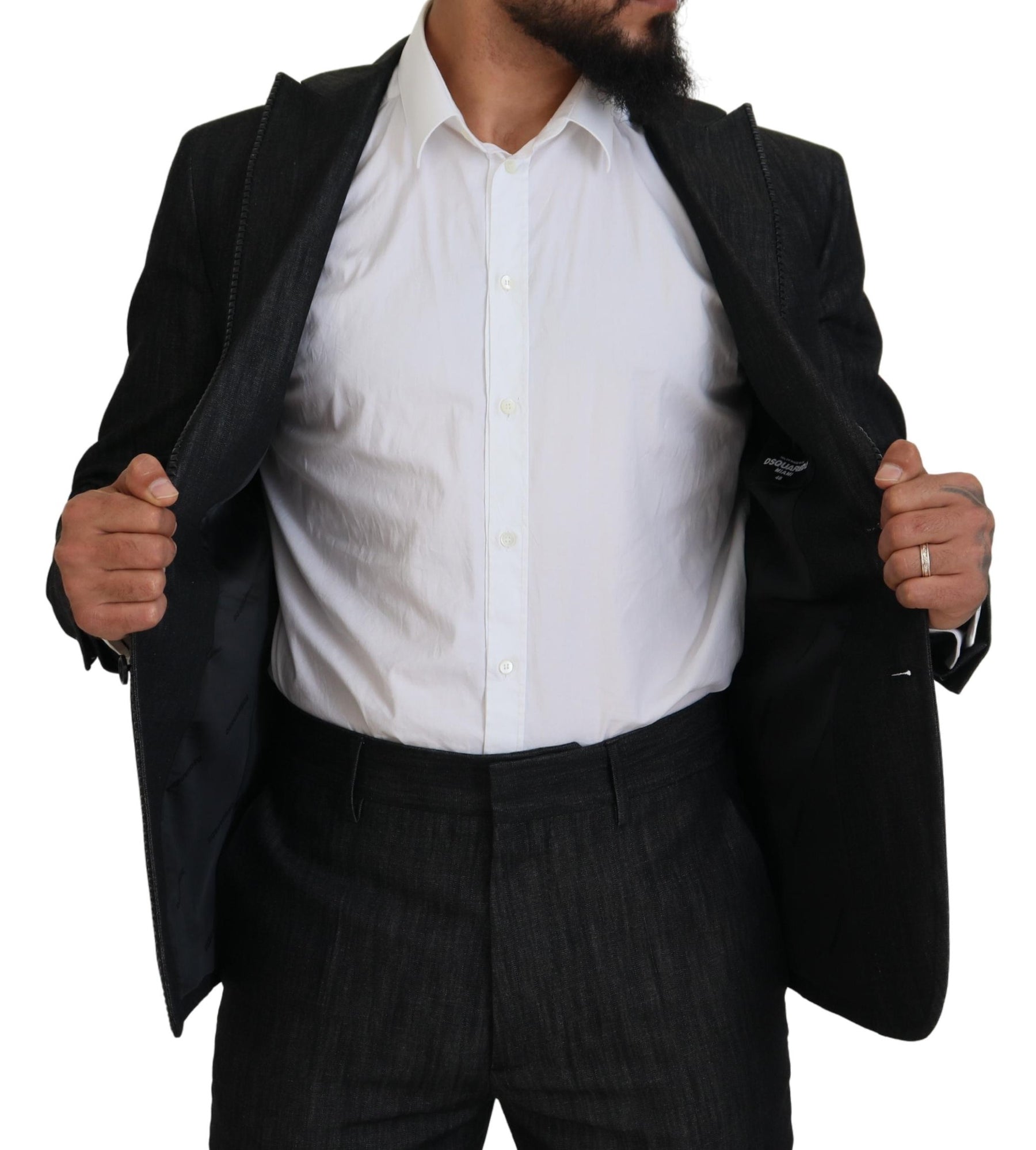 Dsquared² Black Cotton Single Breasted 2 Piece MIAMI Suit | Regal Royce