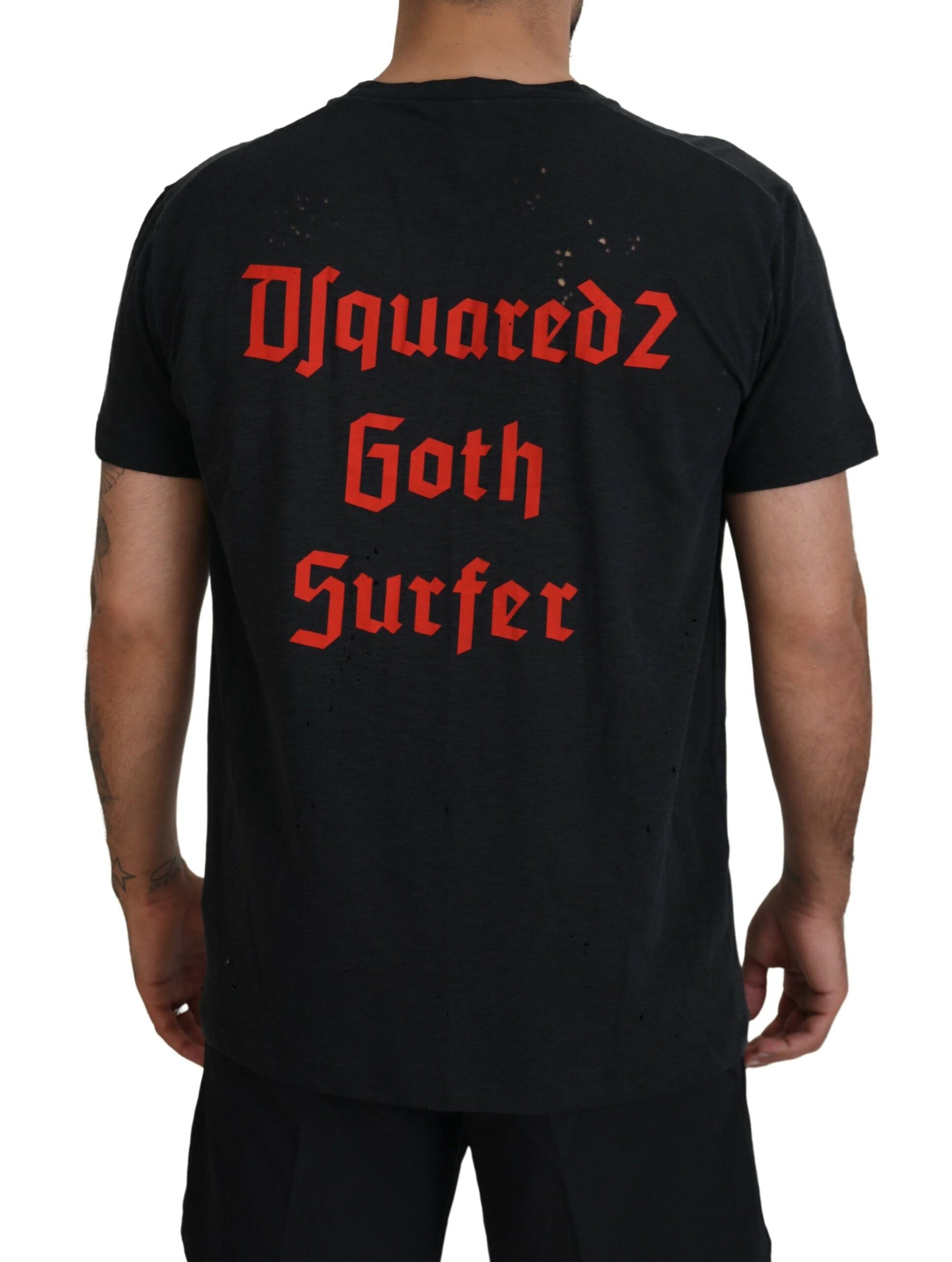 Dsquared² Black Chain Embellished Cotton Short Sleeve T-shirt | Regal Royce