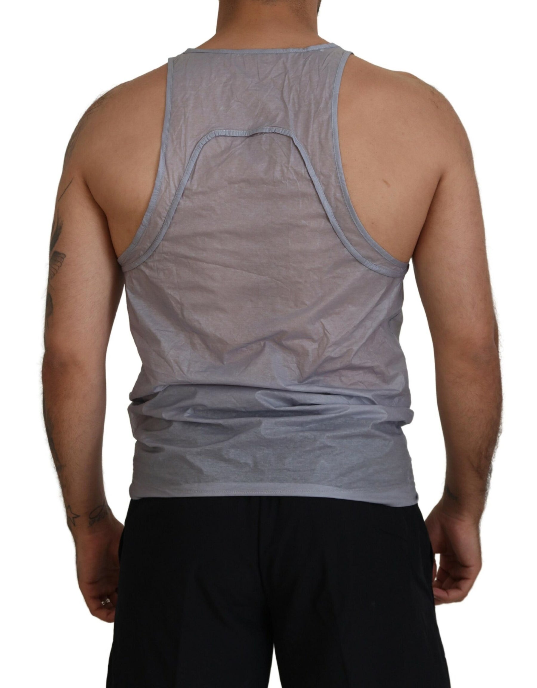 Dsquared² Light Gray Cotton Sleeveless Tank Men Top T-shirt | Regal Royce