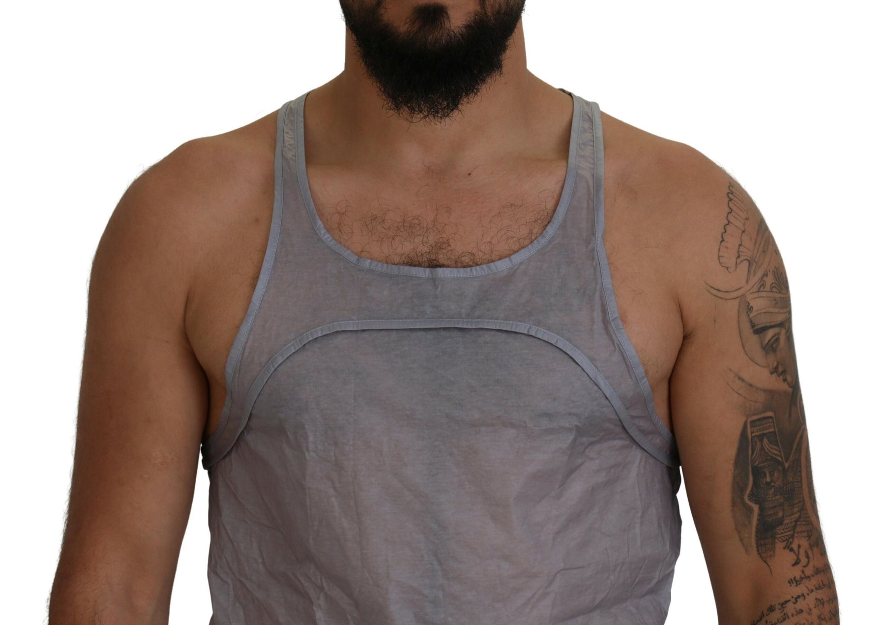 Dsquared² Light Gray Cotton Sleeveless Tank Men Top T-shirt | Regal Royce
