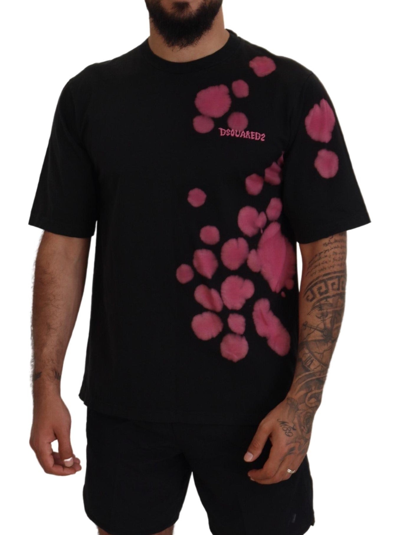 Dsquared² Black Pink Cotton Short Sleeves Crewneck T-shirt | Regal Royce