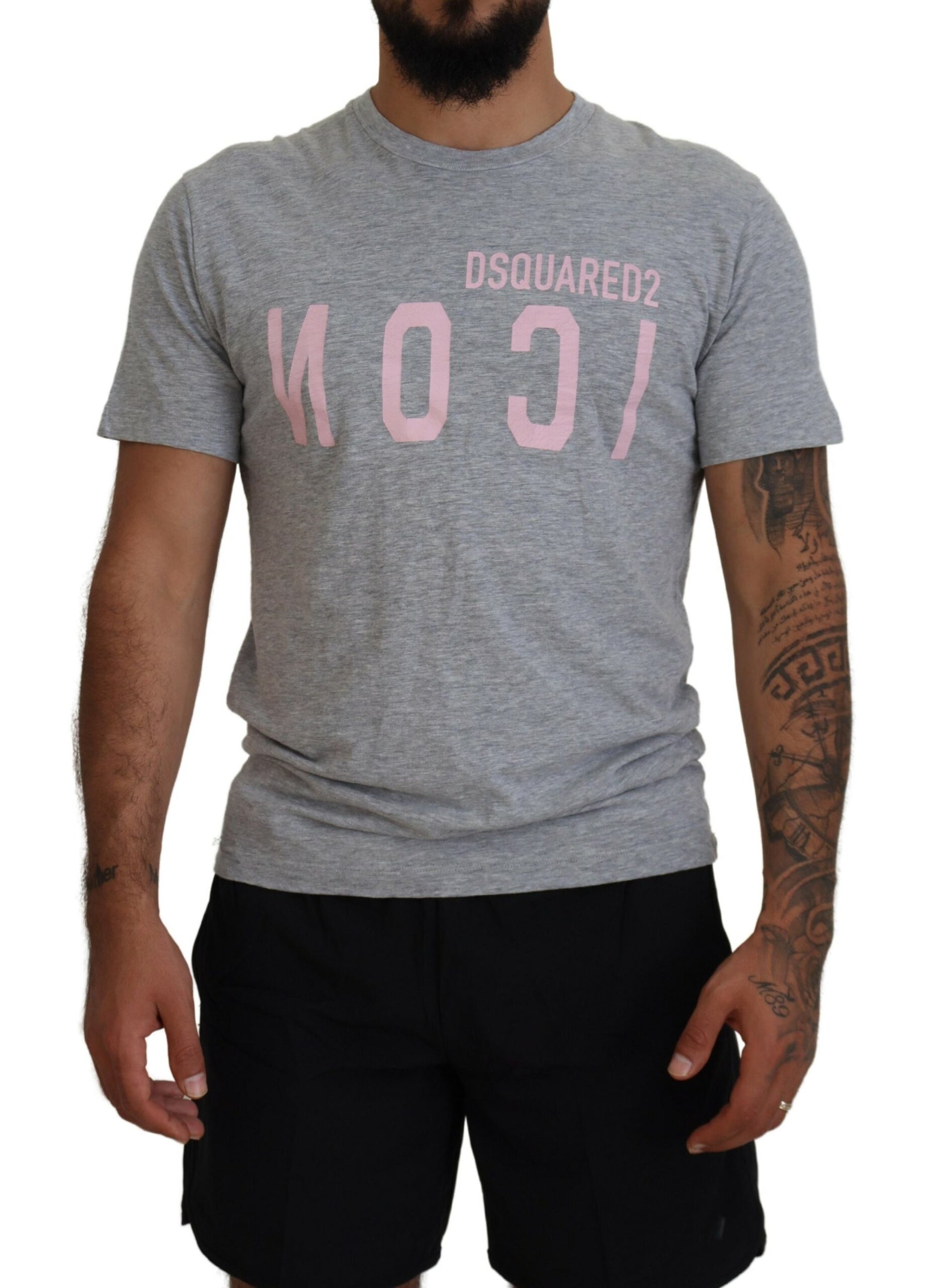 Dsquared² Gray Logo Cotton Short Sleeves Crewneck T-shirt | Regal Royce