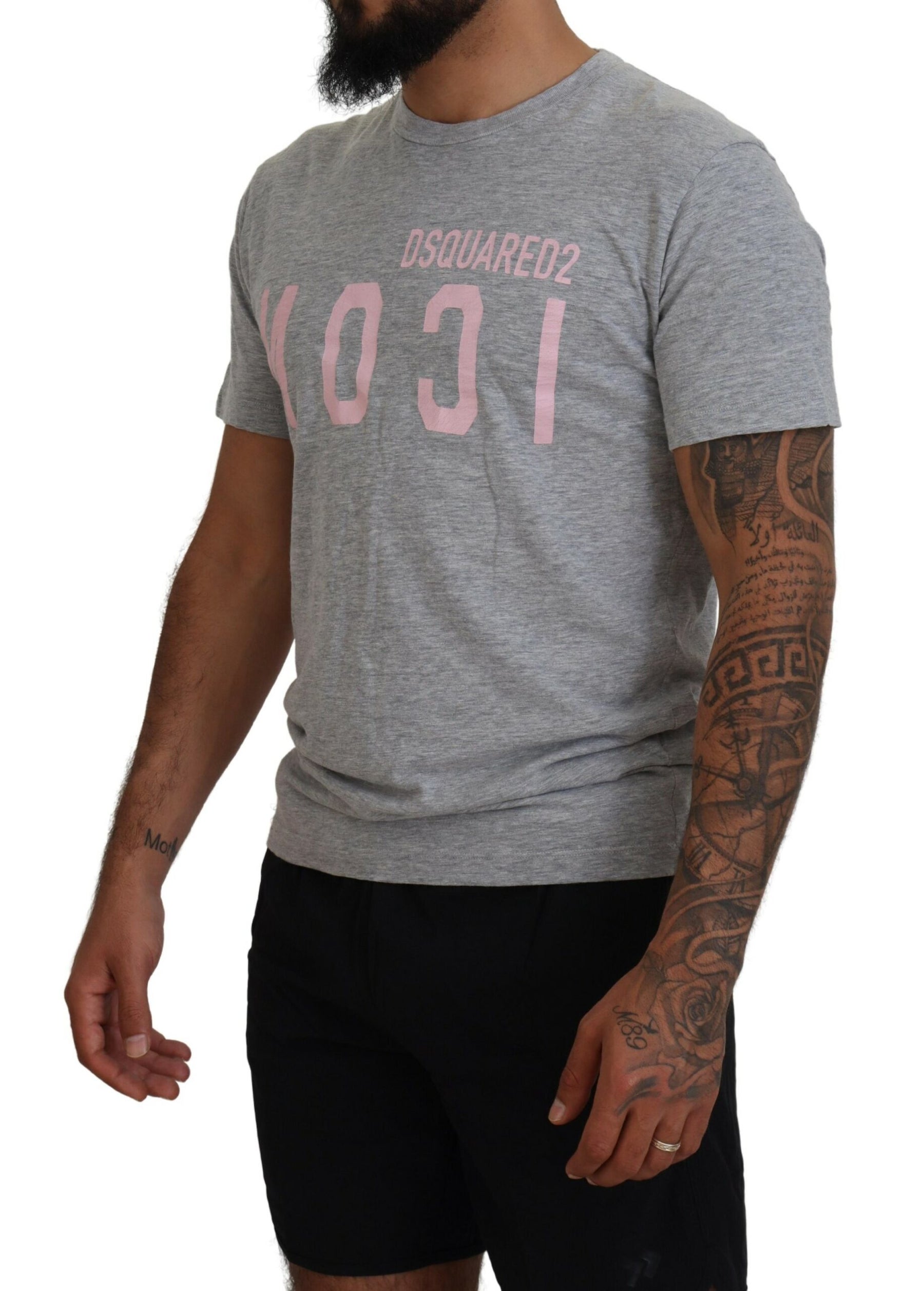 Dsquared² Gray Logo Cotton Short Sleeves Crewneck T-shirt | Regal Royce