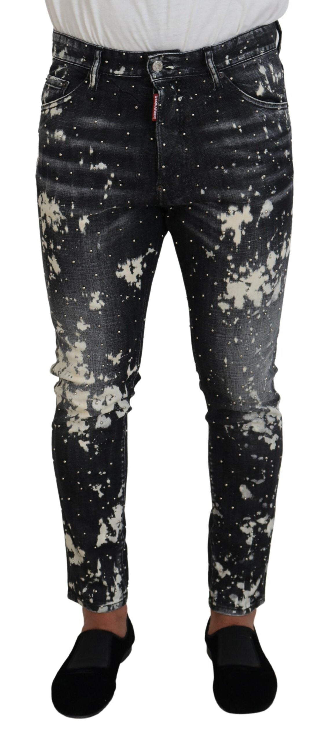 Dsquared² Gray Wash White Splash Print Skinny Denim Jeans | Regal Royce