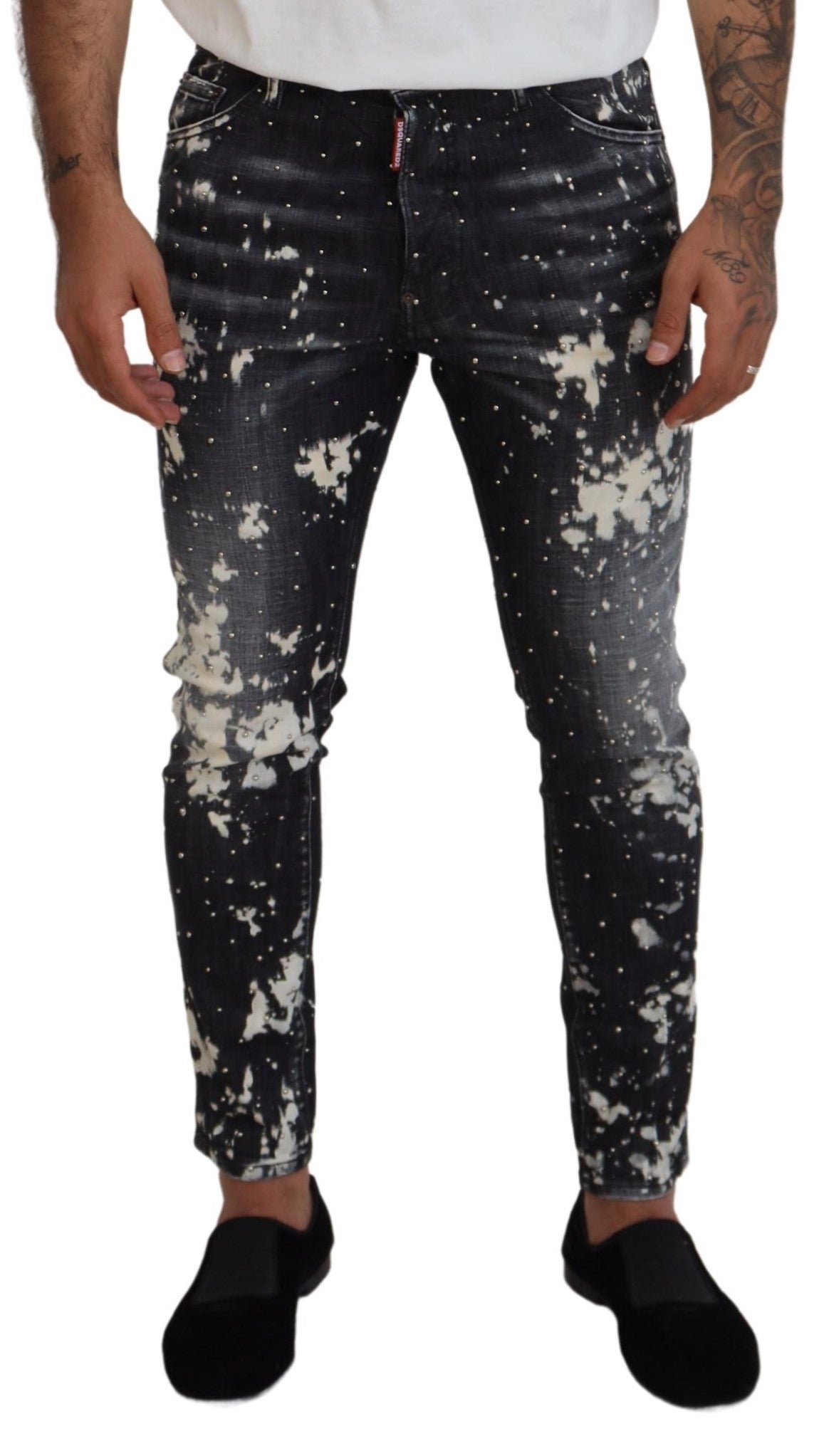 Dsquared² Gray Wash White Splash Print Skinny Denim Jeans | Regal Royce