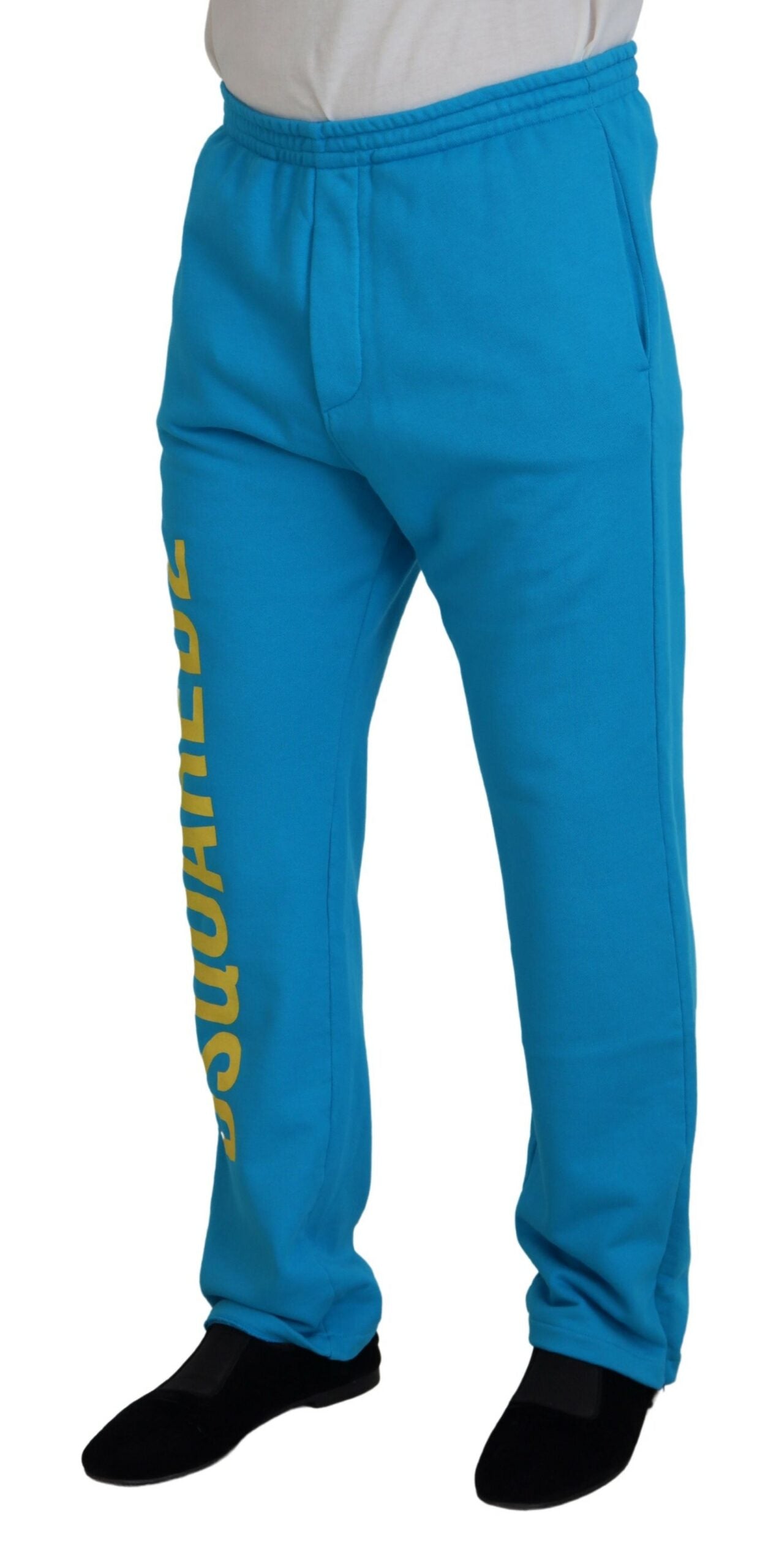 Dsquared² Light Blue Cotton Logo Print Casual Pants | Regal Royce