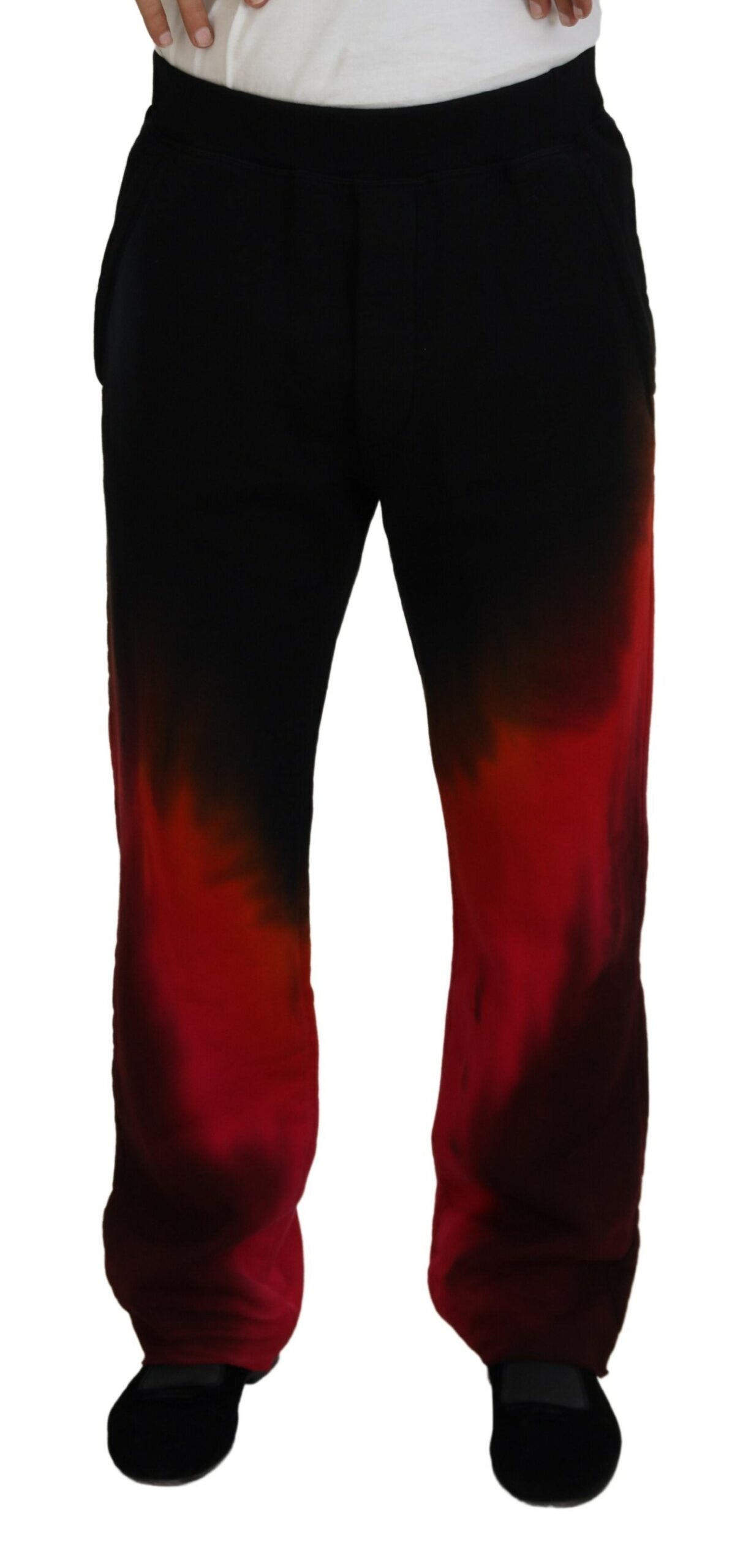 Dsquared² Black Red Cotton Logo Print Casual Pants | Regal Royce