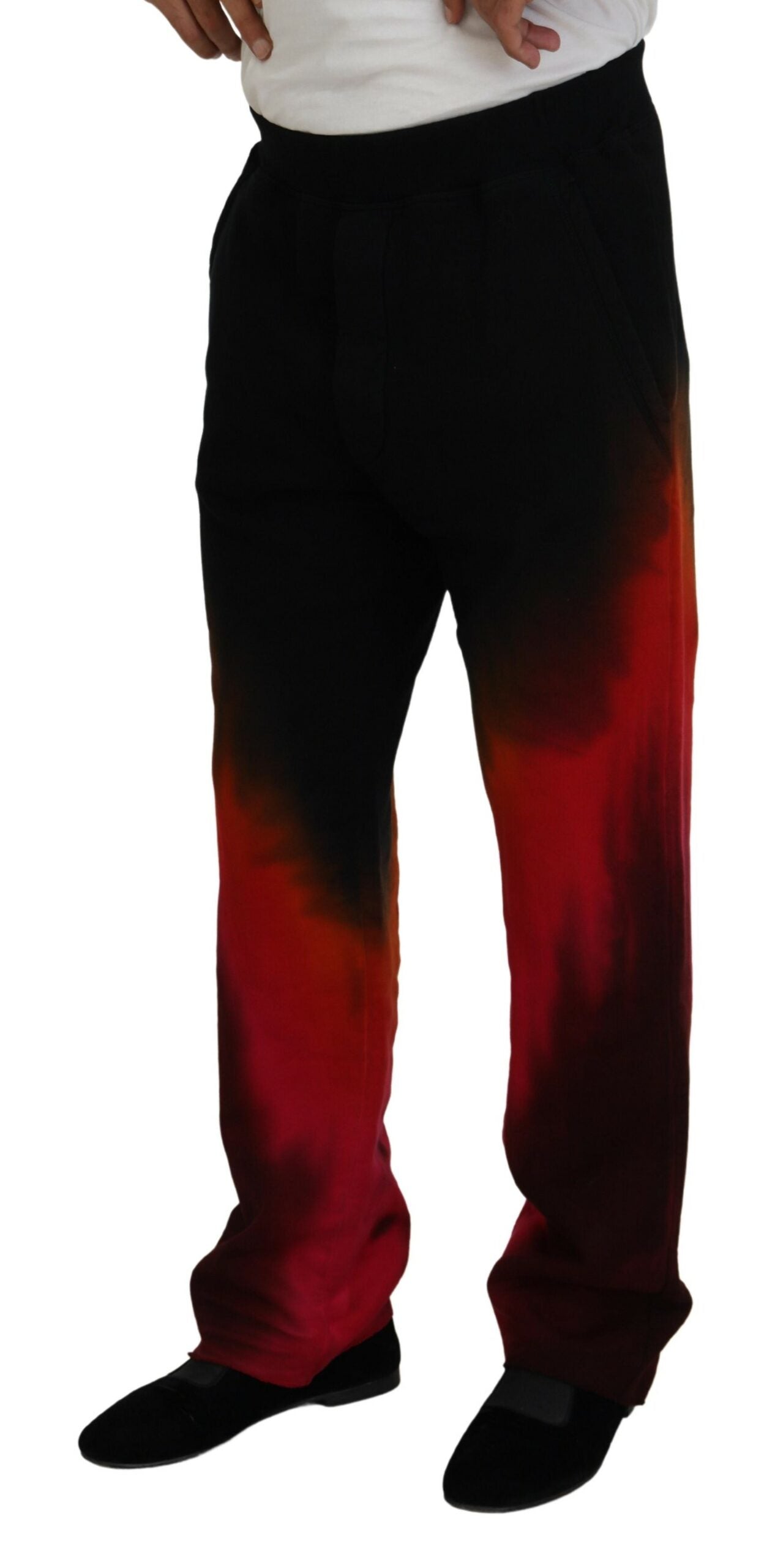 Dsquared² Black Red Cotton Logo Print Casual Pants | Regal Royce