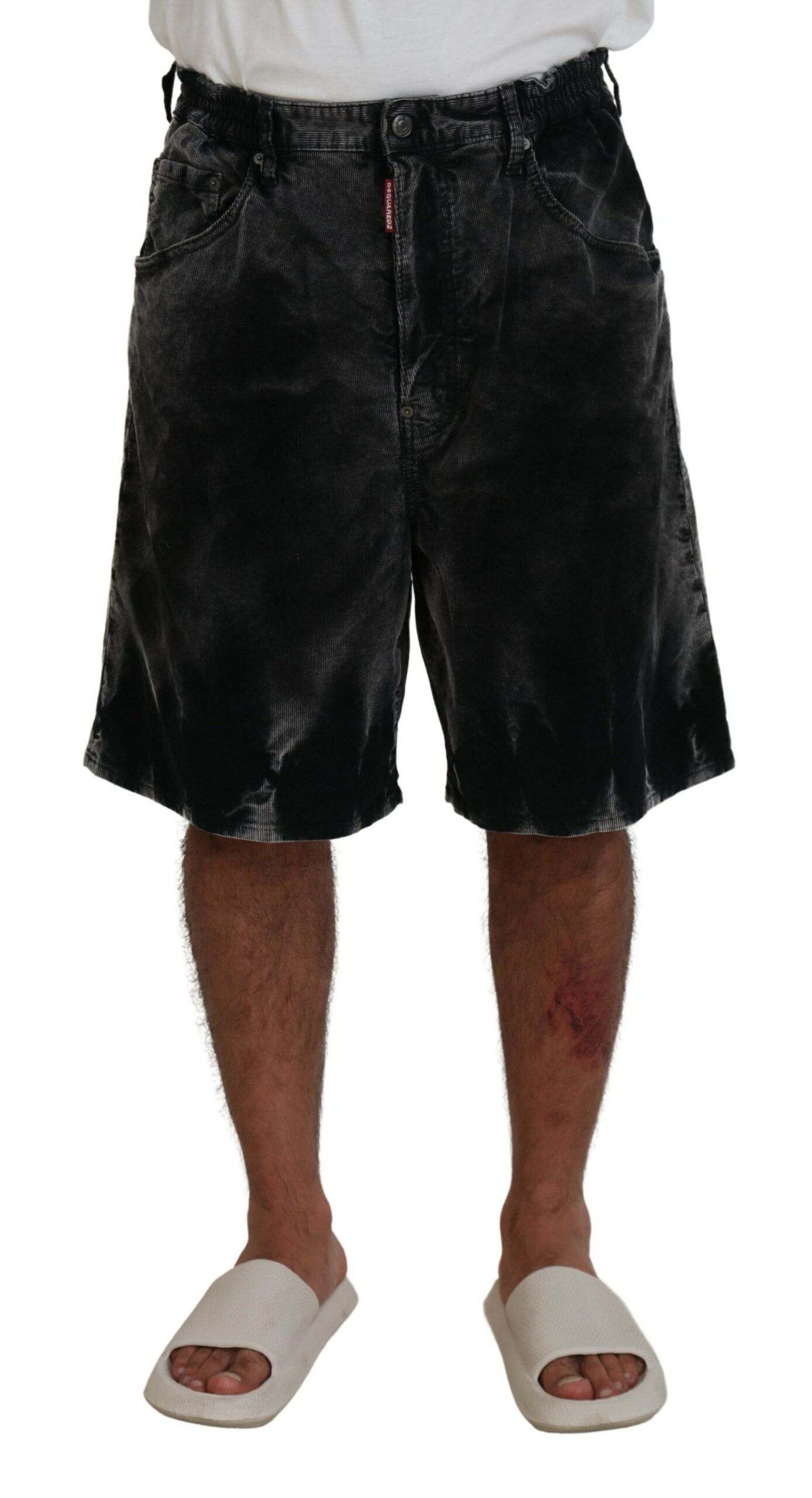 Dsquared² Gray Cotton Corduroy Bermuda Shorts | Regal Royce