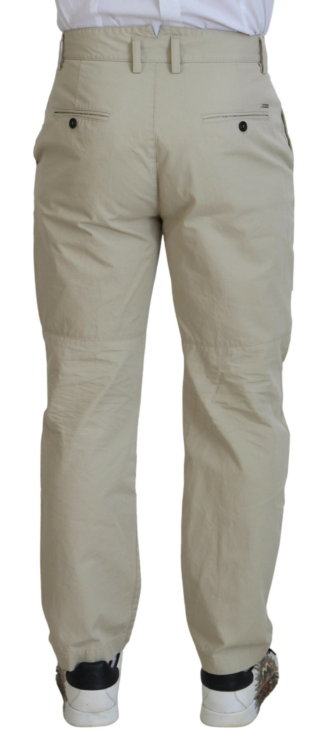 Dsquared² Beige Cotton Straight Fit Men Casual Pants | Regal Royce