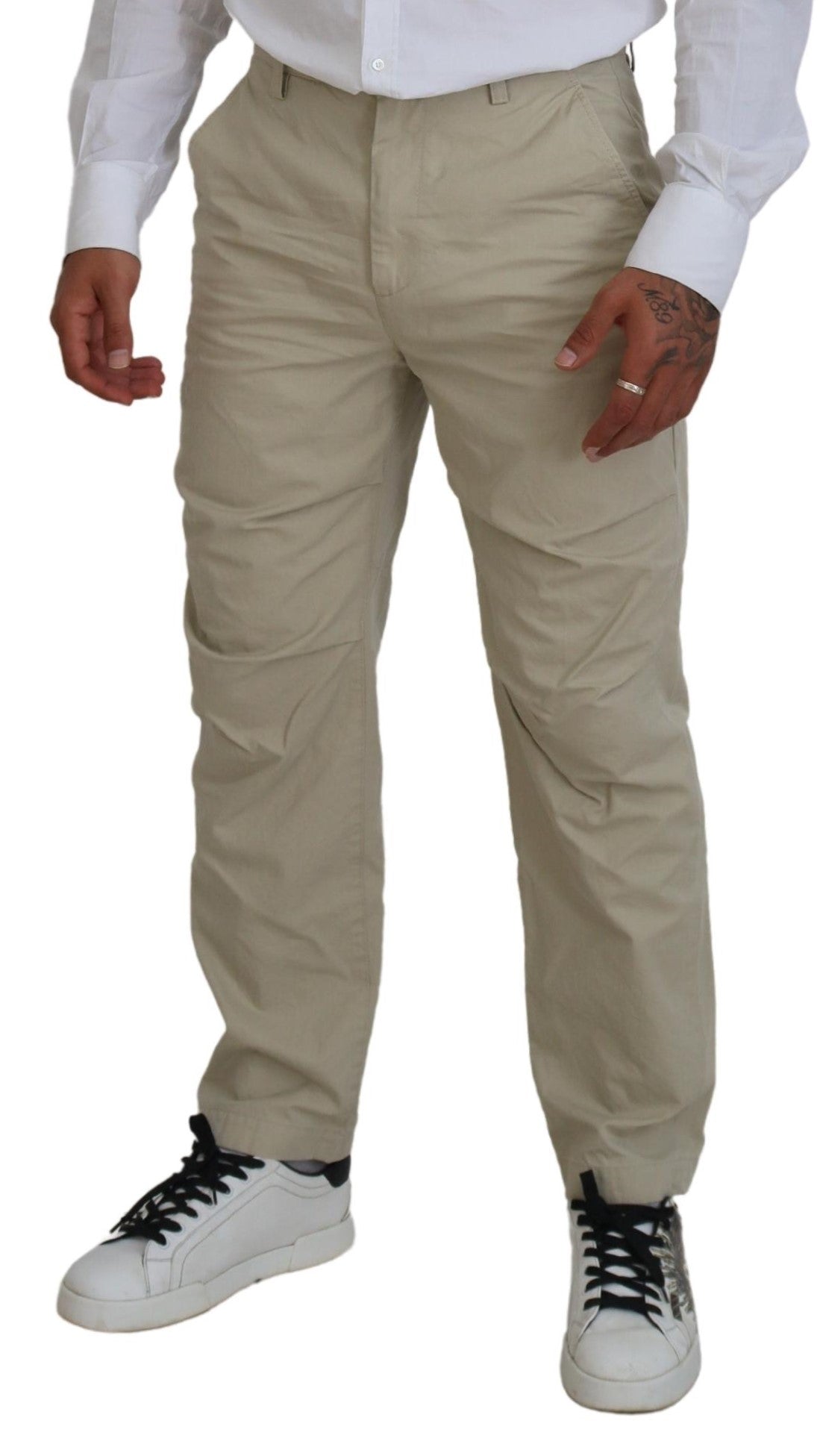 Dsquared² Beige Cotton Straight Fit Men Casual Pants | Regal Royce