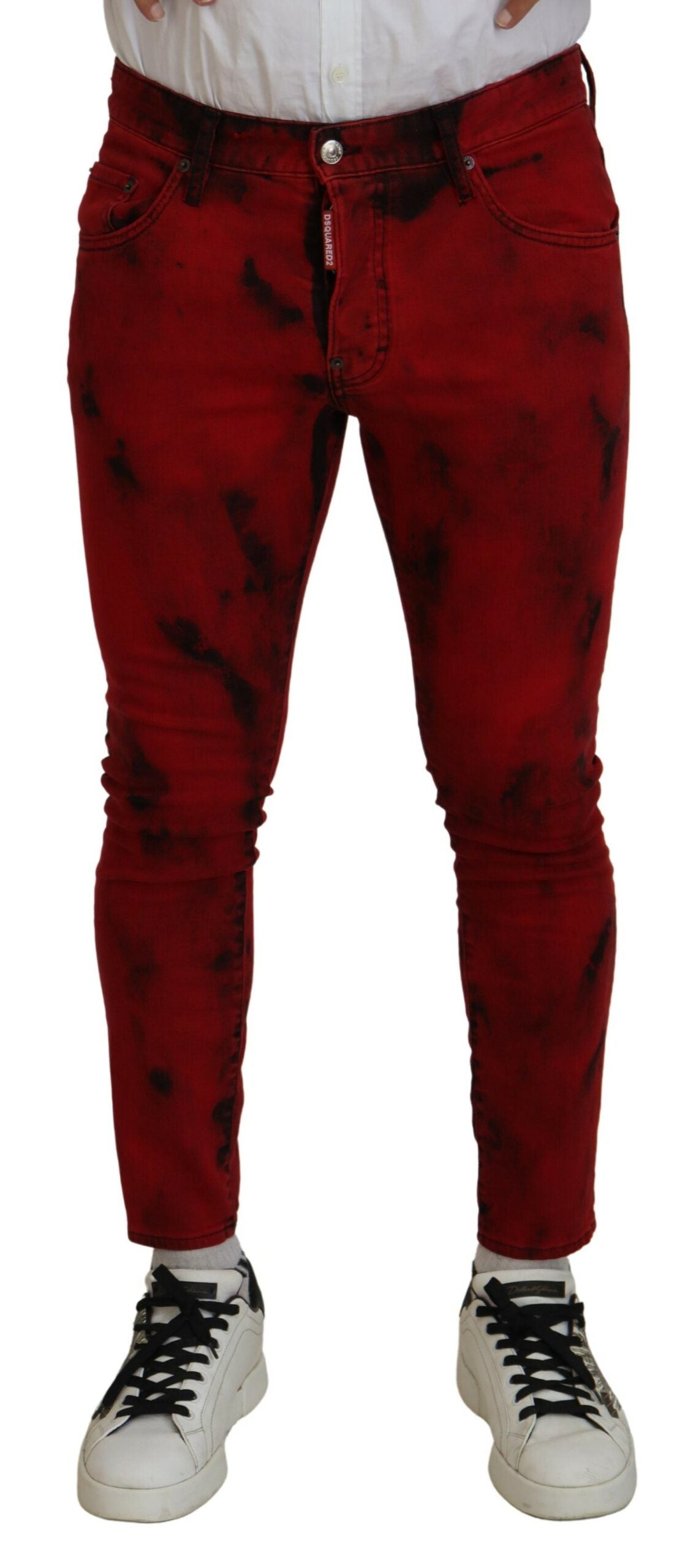 Dsquared² Red Cotton Tie Dye Skinny Casual Denim Jeans | Regal Royce