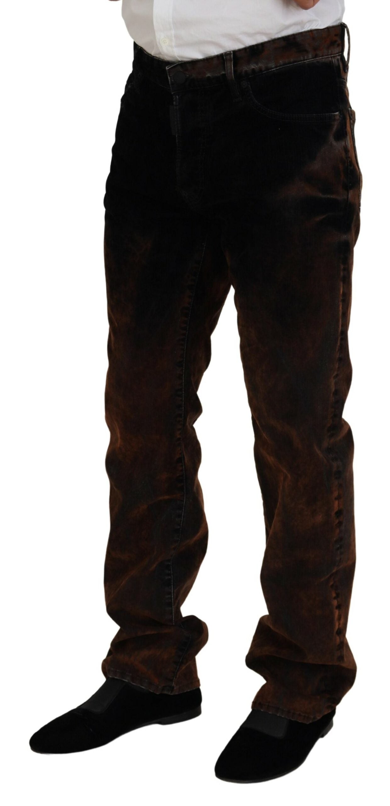 Dsquared² Brown Washed Cotton Straight Fit Casual Denim Jeans | Regal Royce