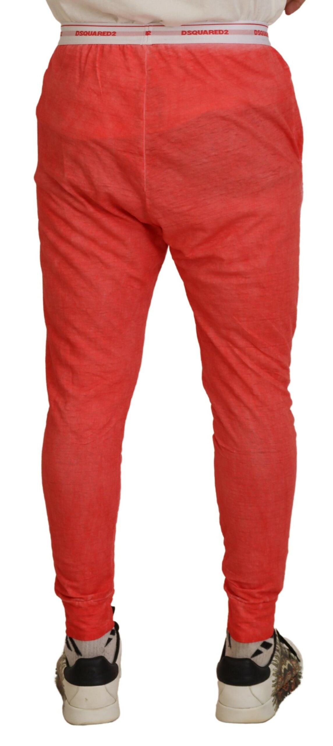 Dsquared² Orange Cotton Elastic Waist Logo Men Pants | Regal Royce