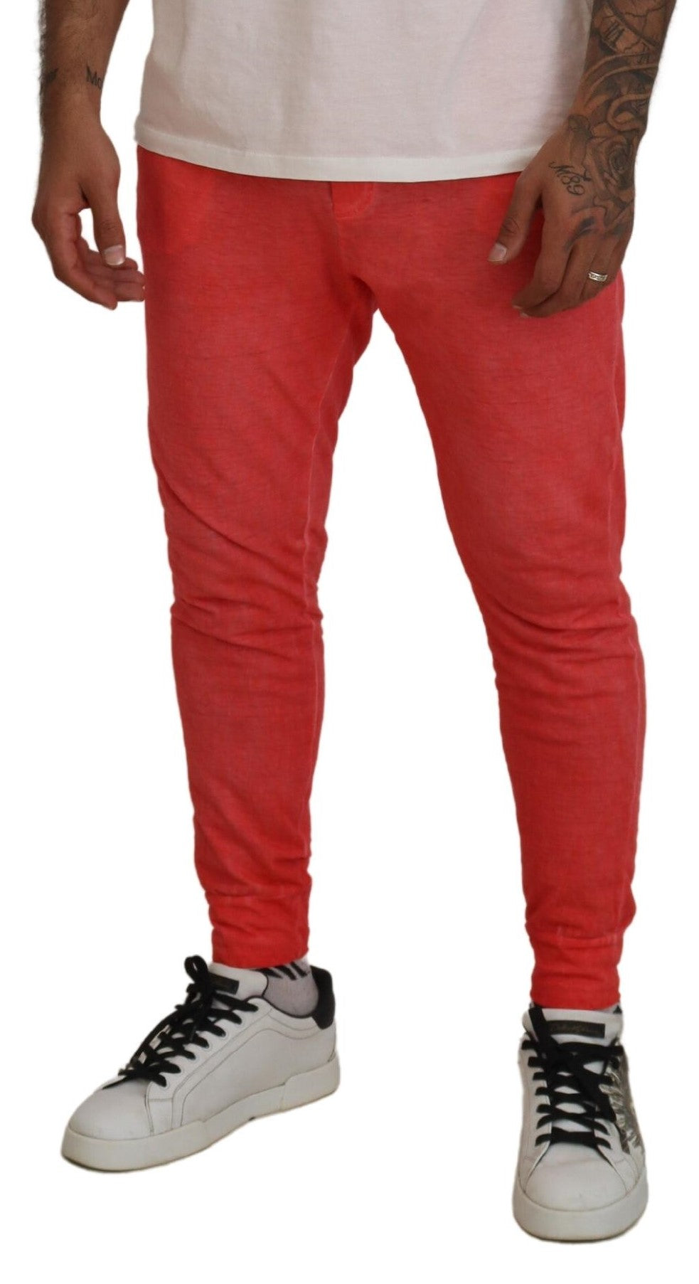 Dsquared² Orange Cotton Elastic Waist Logo Men Pants | Regal Royce
