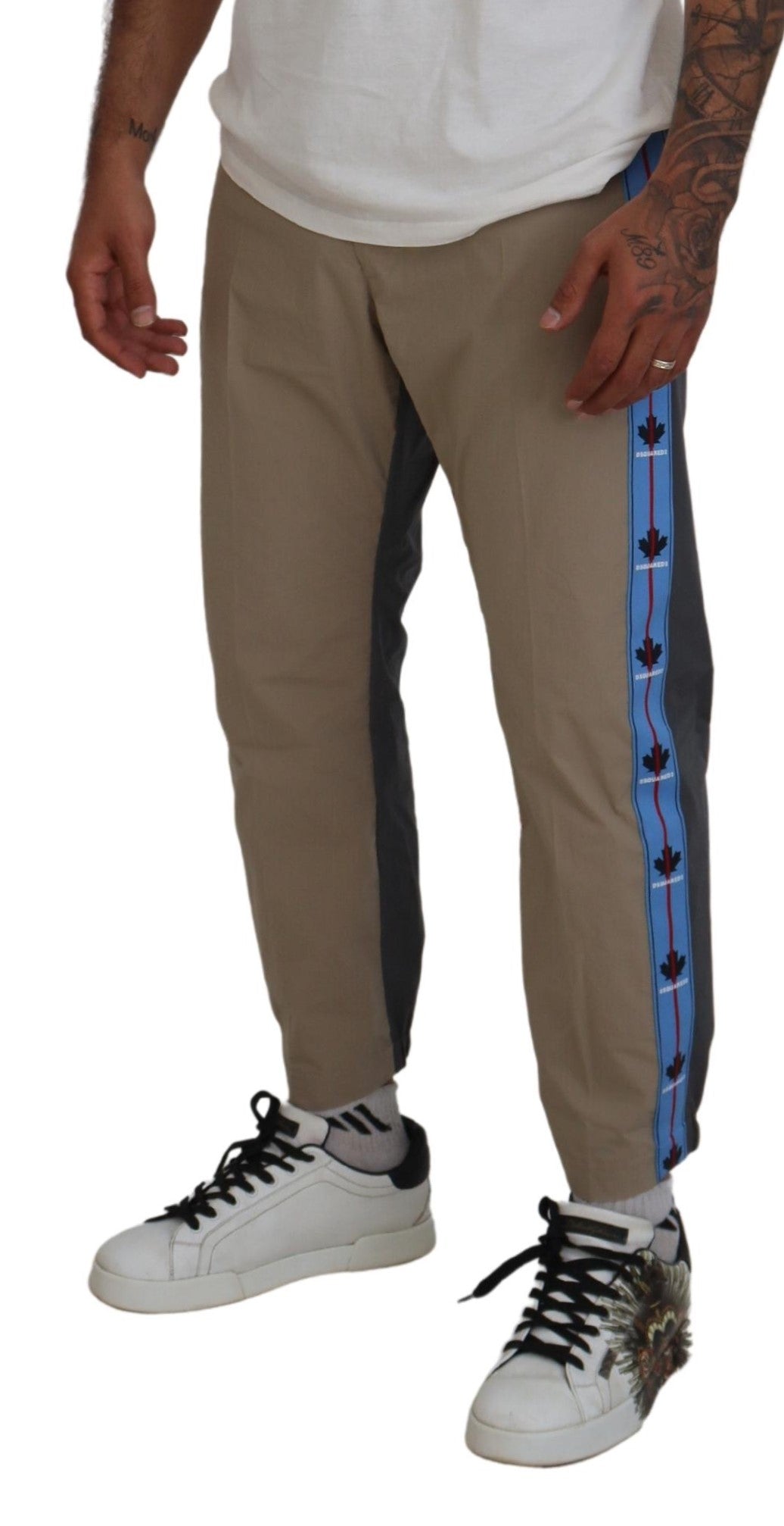 Dsquared² Cotton Brown Gray Two Tone Men Casual Pants | Regal Royce