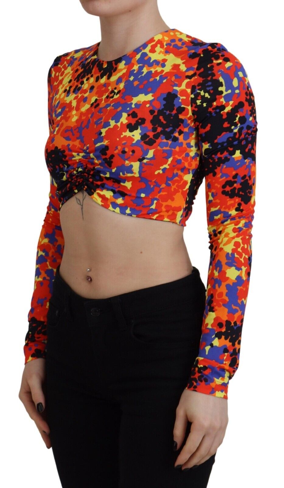 Dsquared² Multicolor Cami Long Sleeves Cropped Blouse Top | Regal Royce