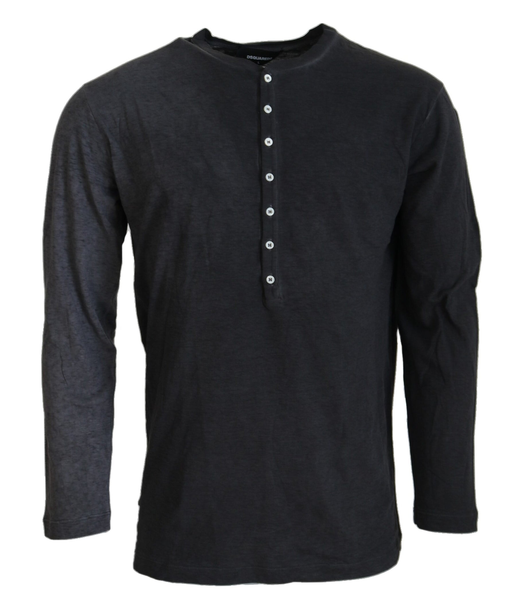 Dsquared² Black Cotton Linen Long Sleeves Pullover Sweater | Regal Royce