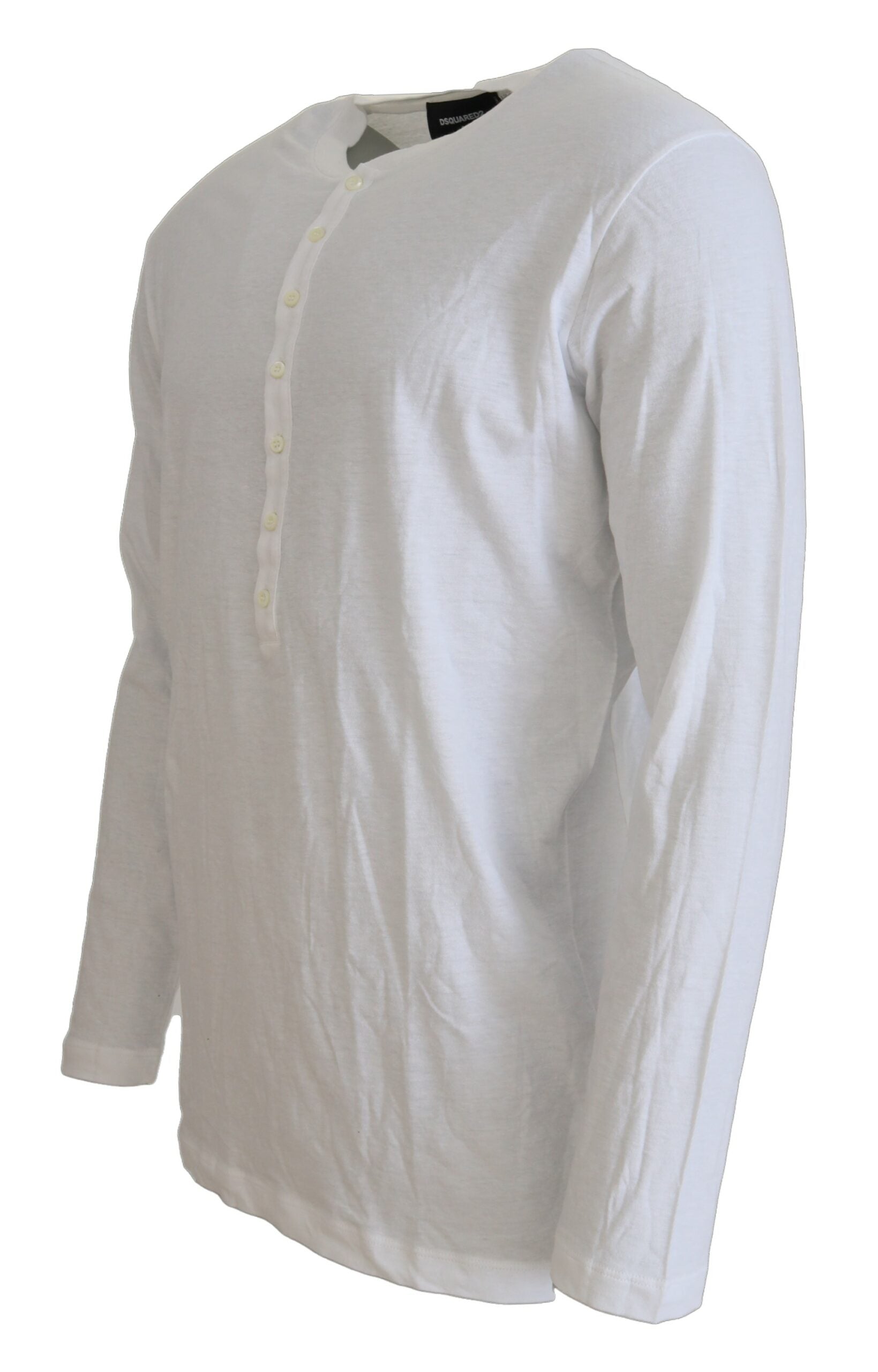 Dsquared² White Cotton Linen Long Sleeves Pullover Sweater | Regal Royce