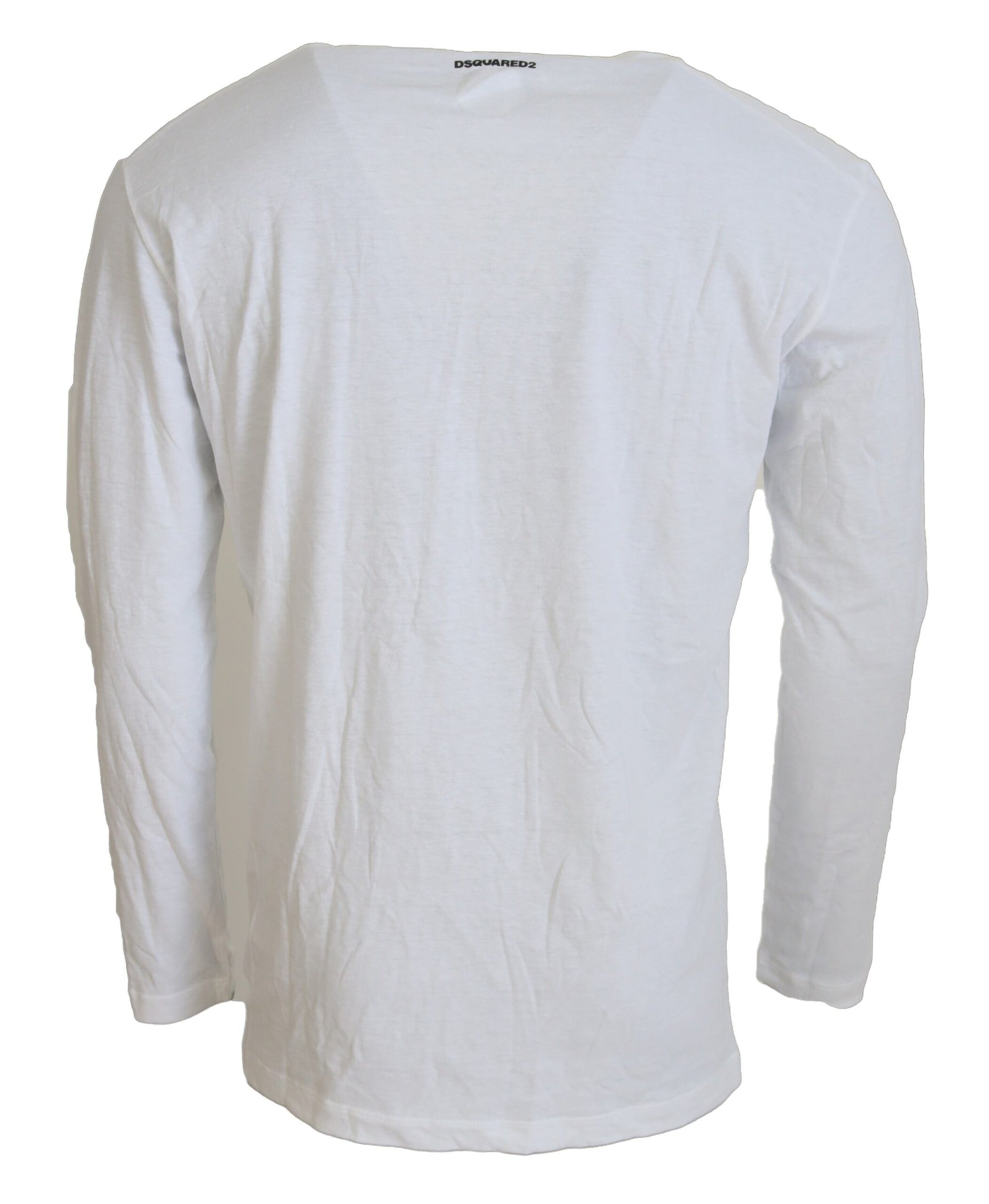 Dsquared² White Cotton Linen Long Sleeves Pullover Sweater | Regal Royce