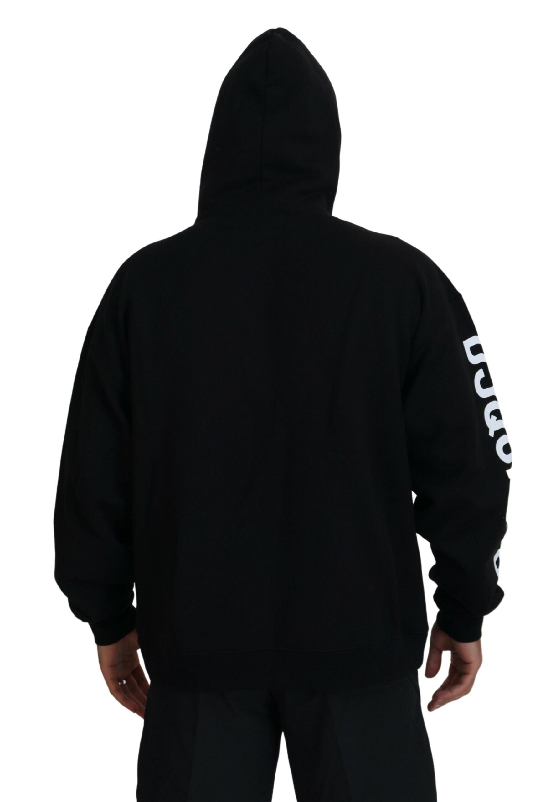 Dsquared² Black Hooded Full Zip Printed Sleeves Sweater | Regal Royce