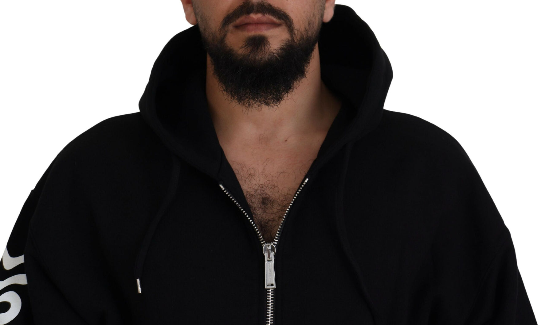 Dsquared² Black Hooded Full Zip Printed Sleeves Sweater | Regal Royce