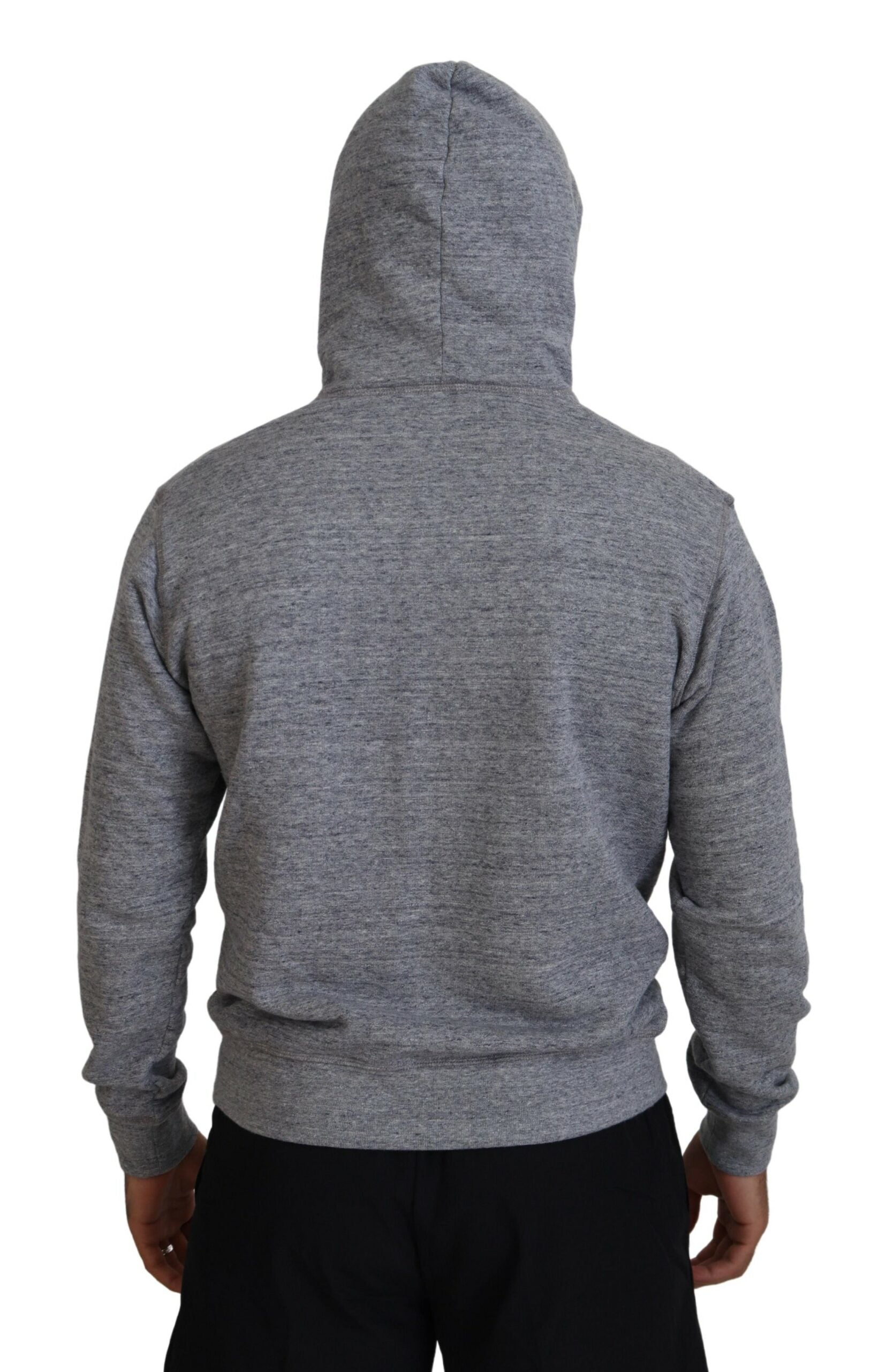 Dsquared² Gray Cotton Hooded Logo Print Men Pullover Sweater | Regal Royce