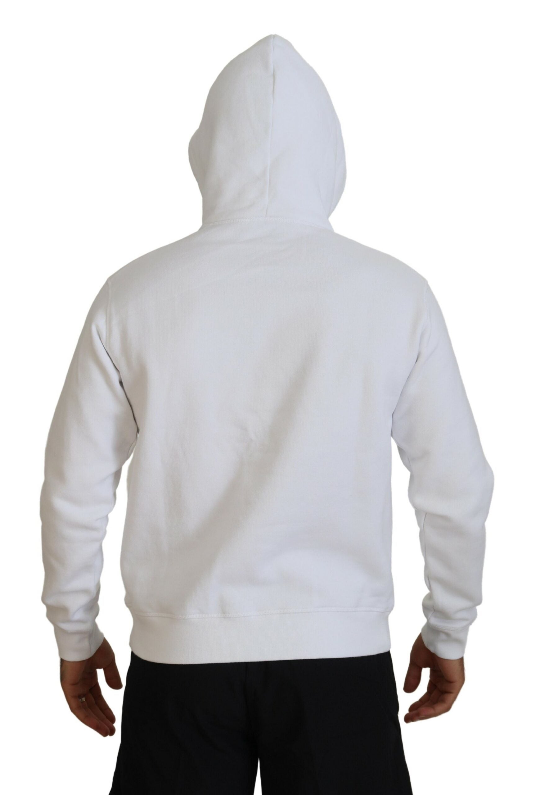 Dsquared² White Cotton Hooded Printed Pullover Sweater | Regal Royce