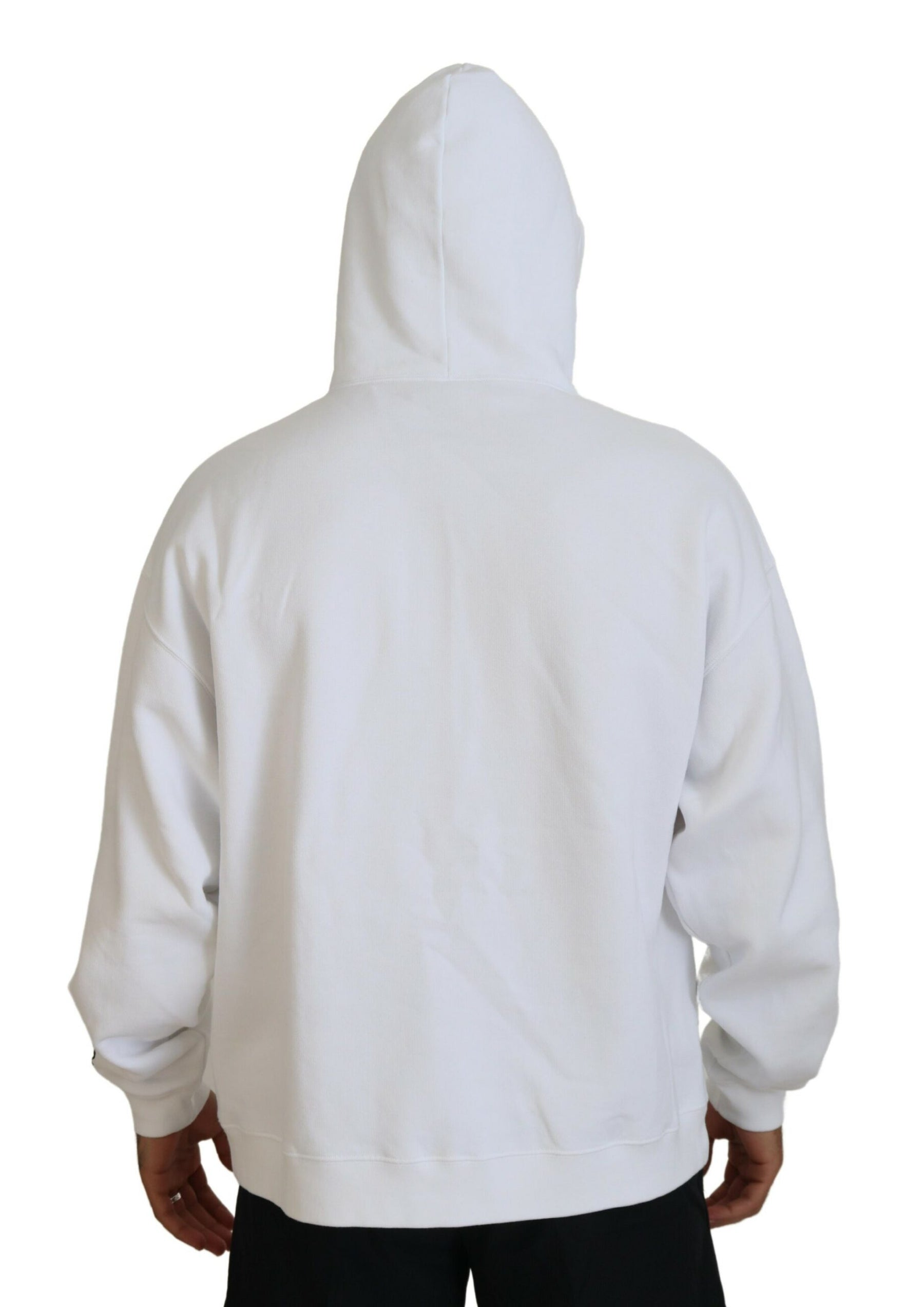 Dsquared² White Cotton Hooded Printed Men Pullover Sweater | Regal Royce